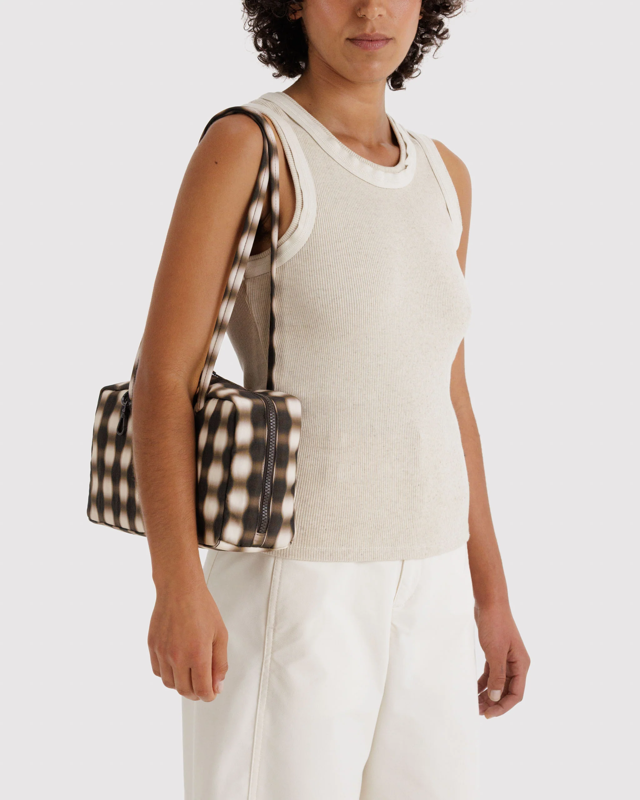 Nylon Bowler Bags - Blurred Brown Gingham - Image 2