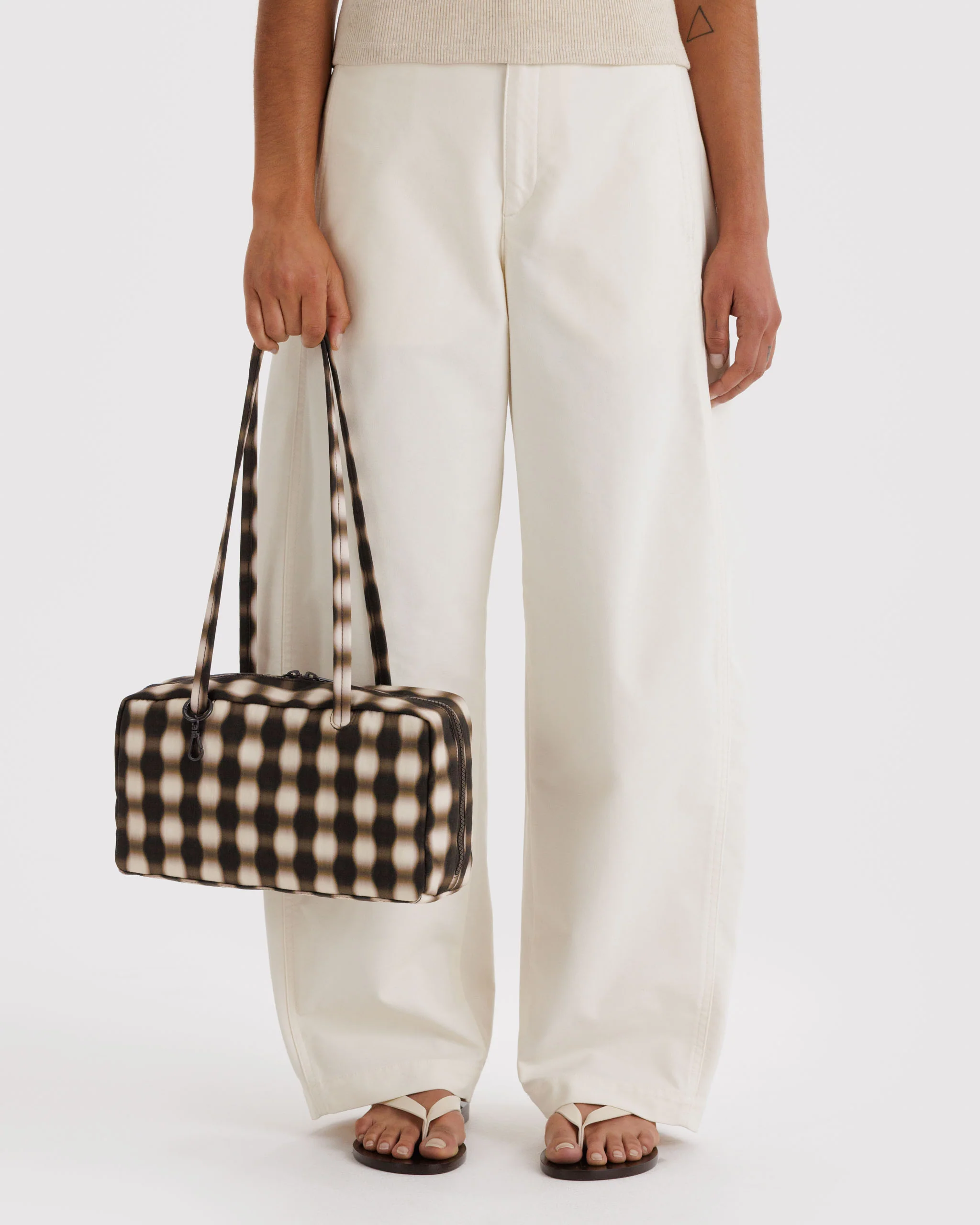 Nylon Bowler Bags - Blurred Brown Gingham - Image 3