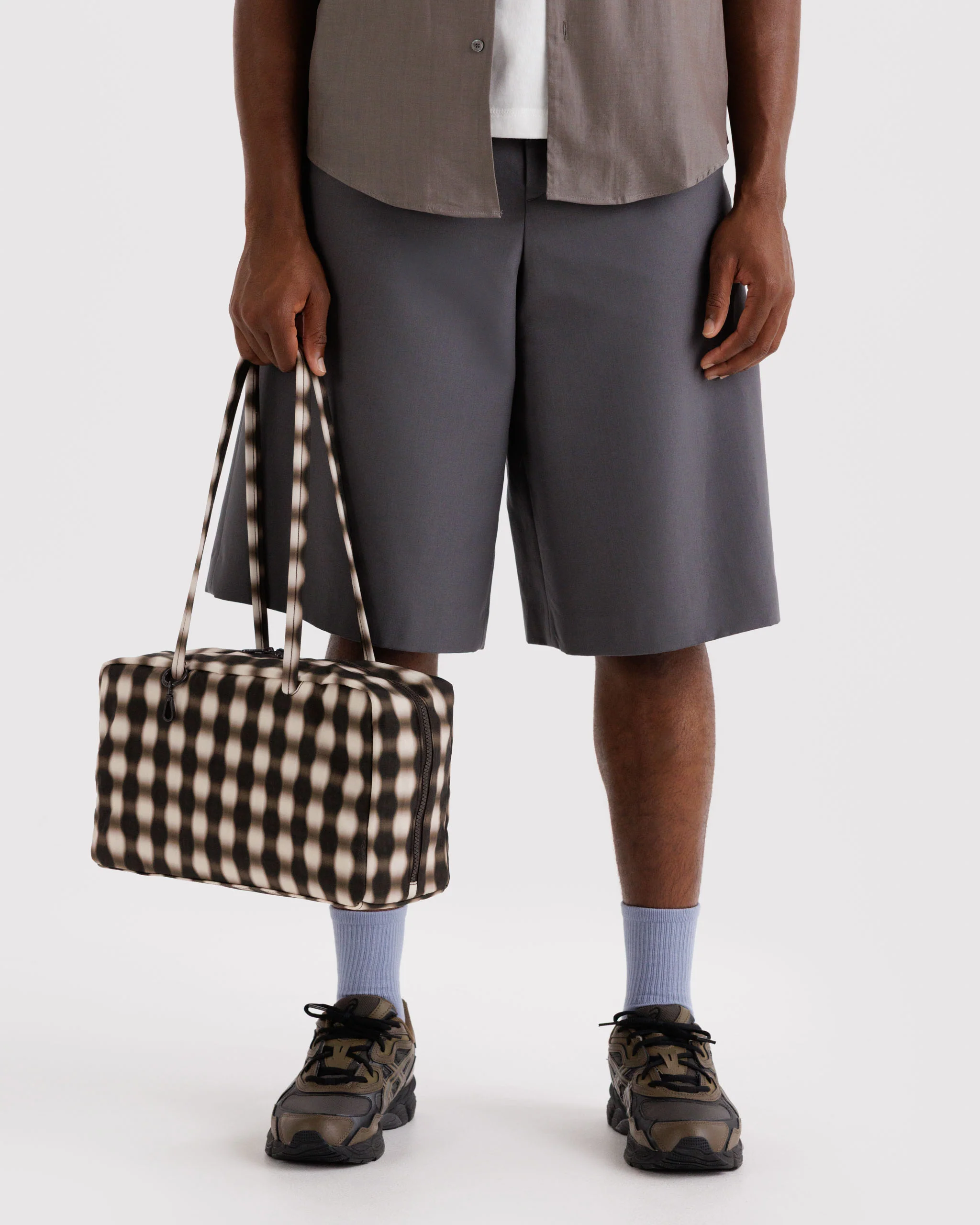 Nylon Bowler Bags - Blurred Brown Gingham - Image 7