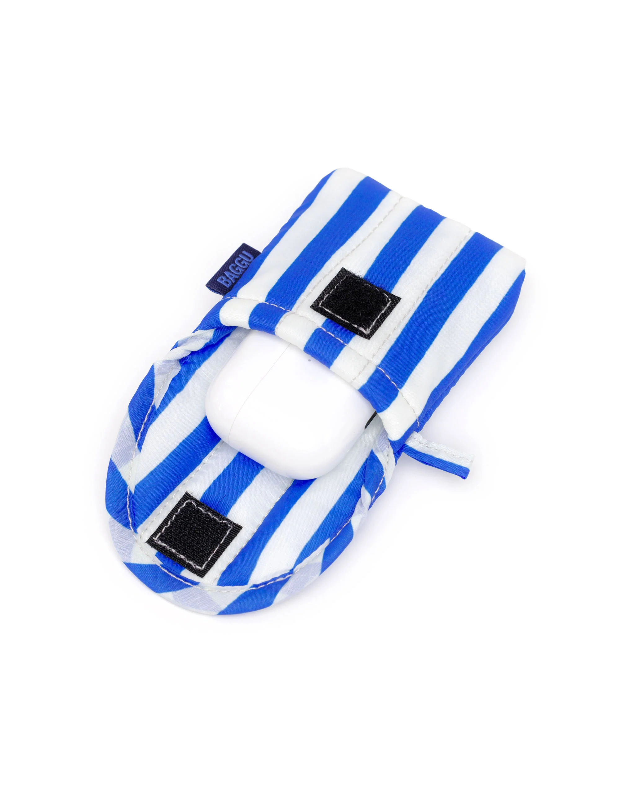 Puffy Earbuds Case - Blue Painted Stripes