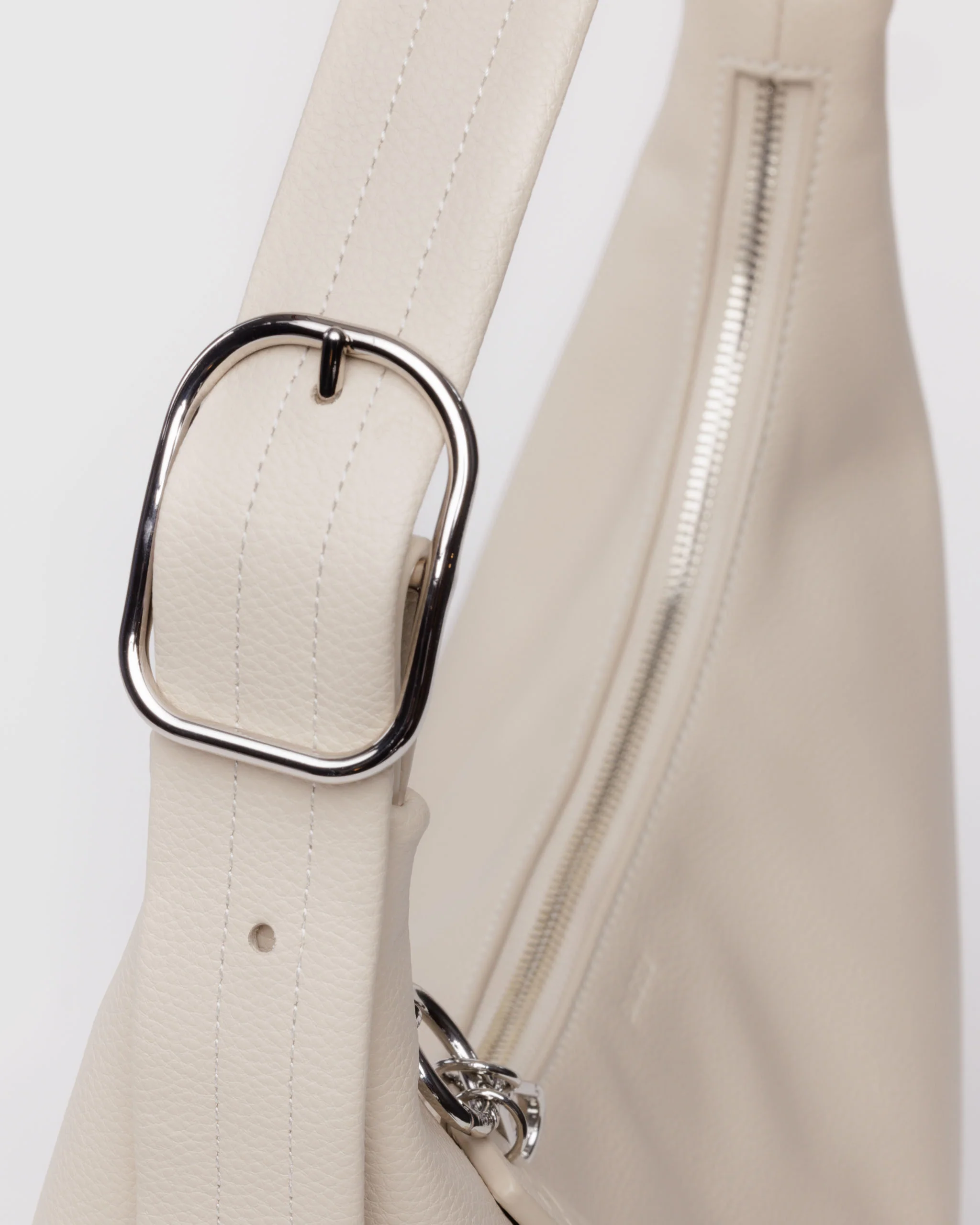 Recycled Leather Shoulder Bag - Stone - Image 3