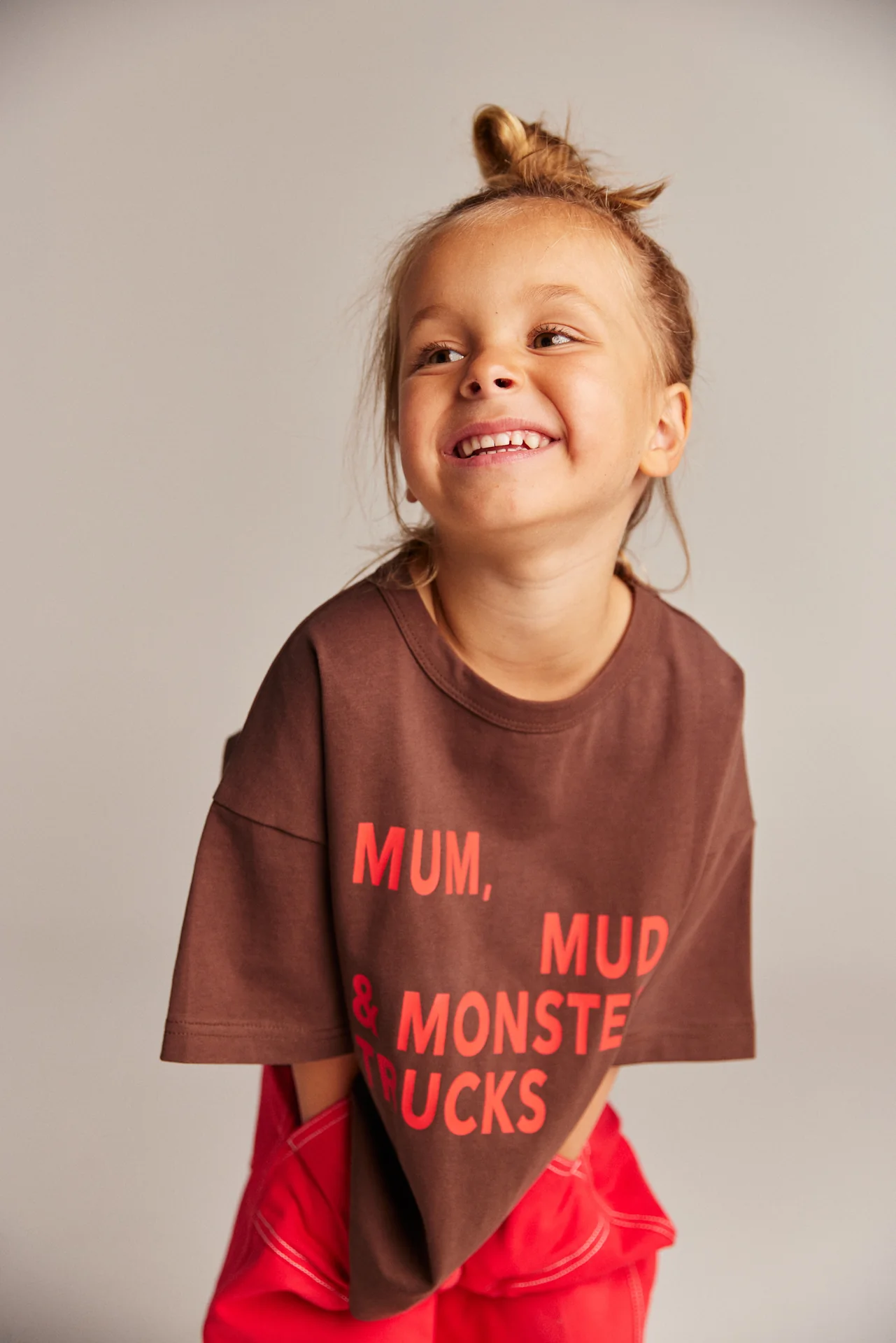 Mum, Mud & Monster Trucks Tee - Brown - Image 3