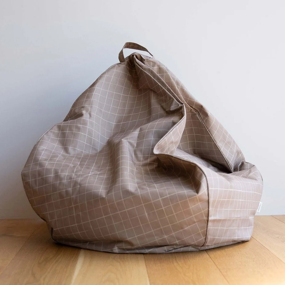 Bean Bag Cover - Taupe Grid - Image 2