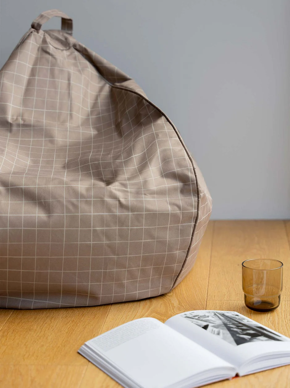 Bean Bag Cover - Taupe Grid - Image 3