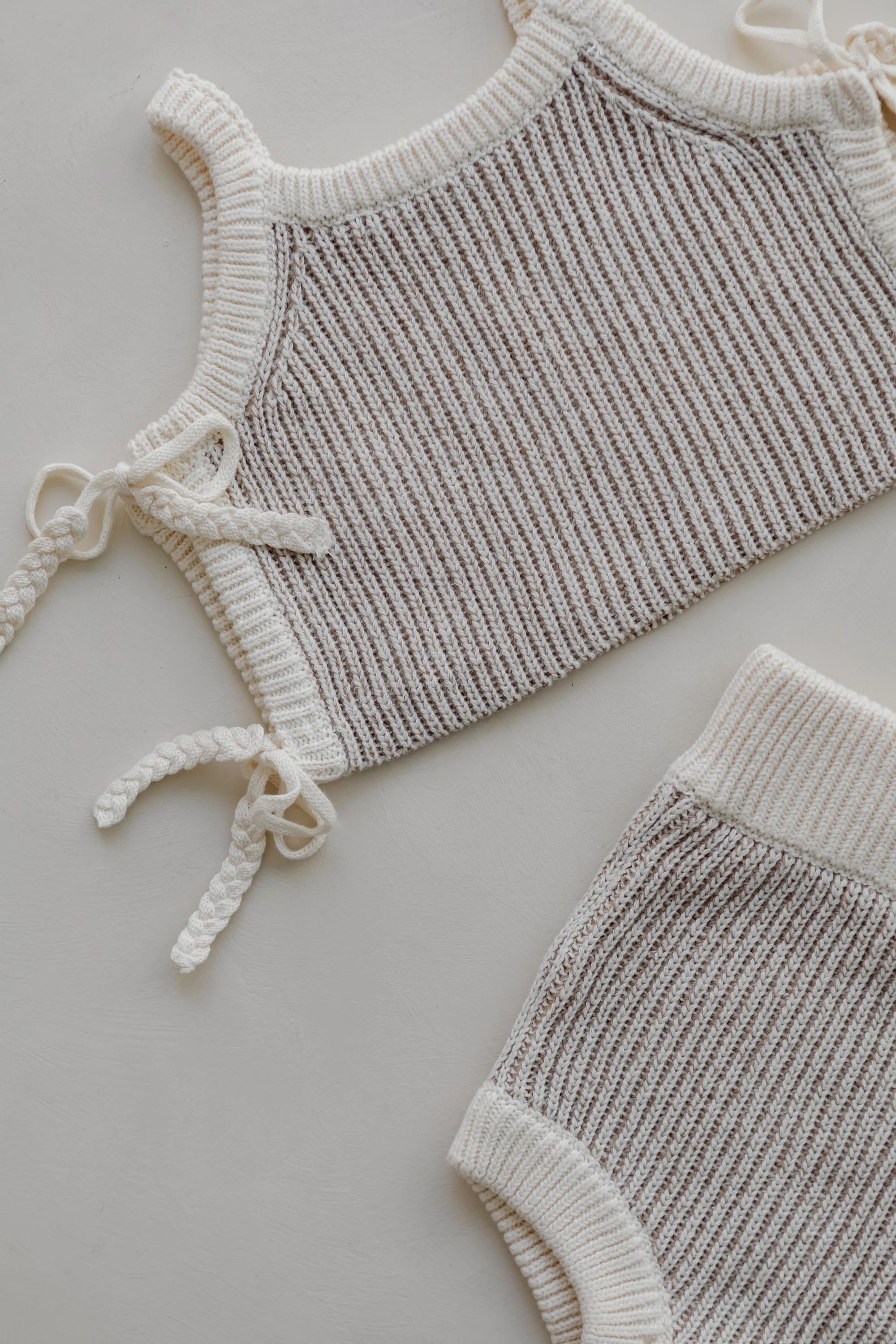 Braid Tie Crop Top - Pebble - Image 3