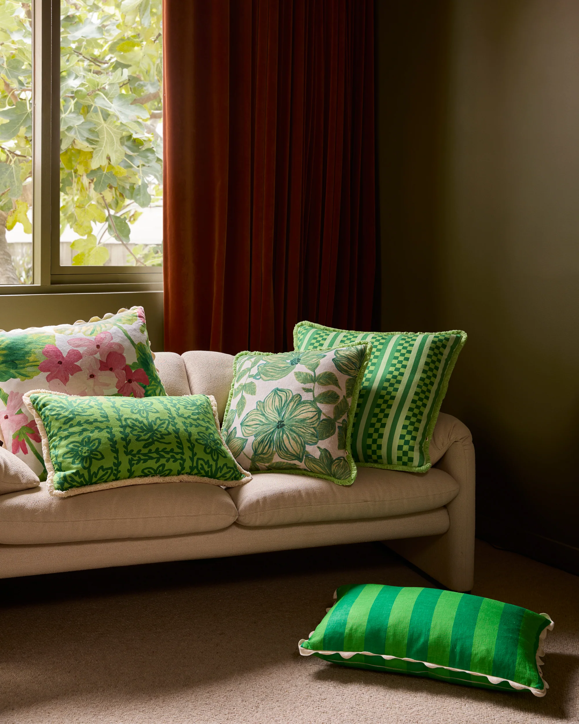 Marco Tile Cushion Cover - Green - Image 3