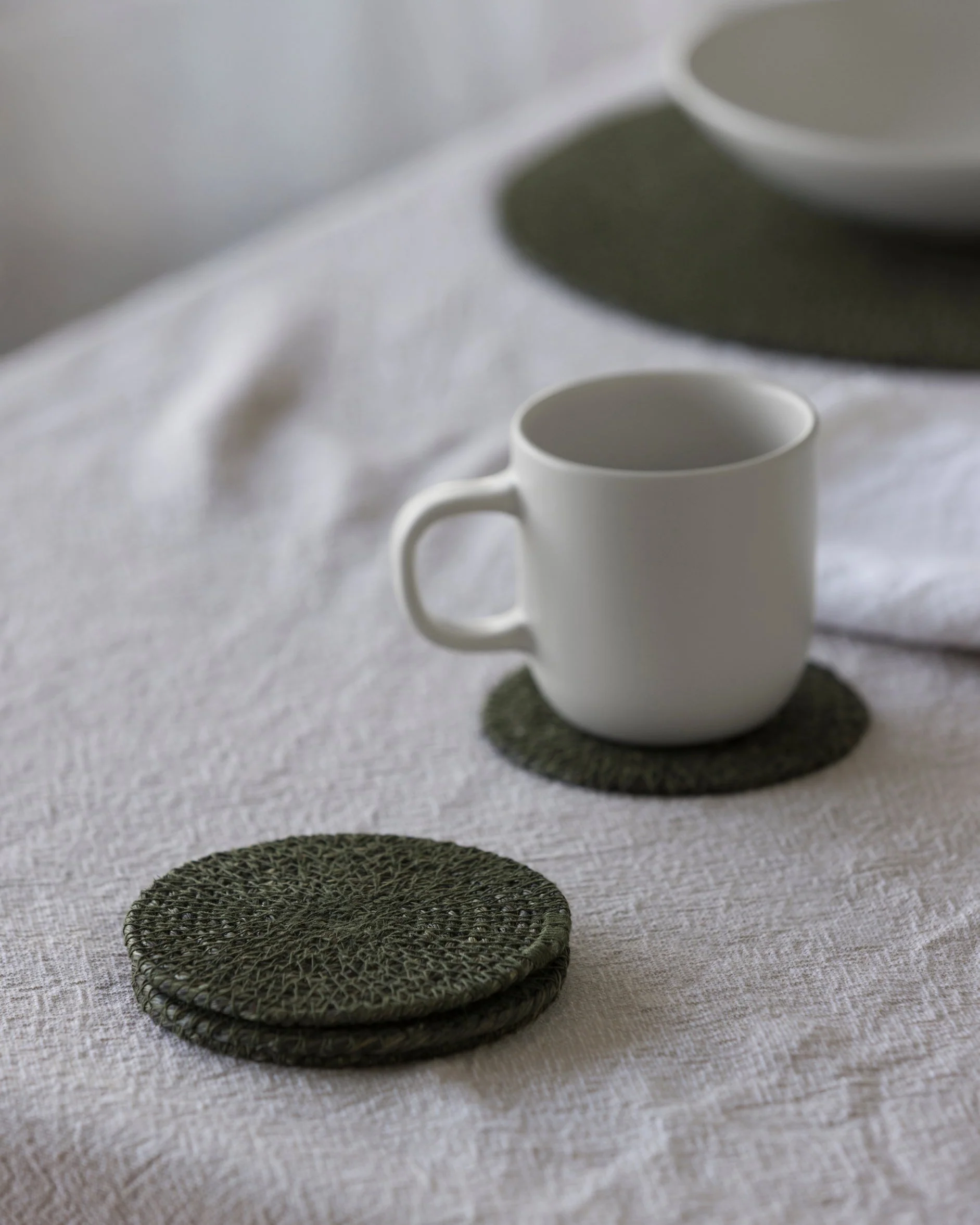 Woven Coaster Set - Olive - Image 2