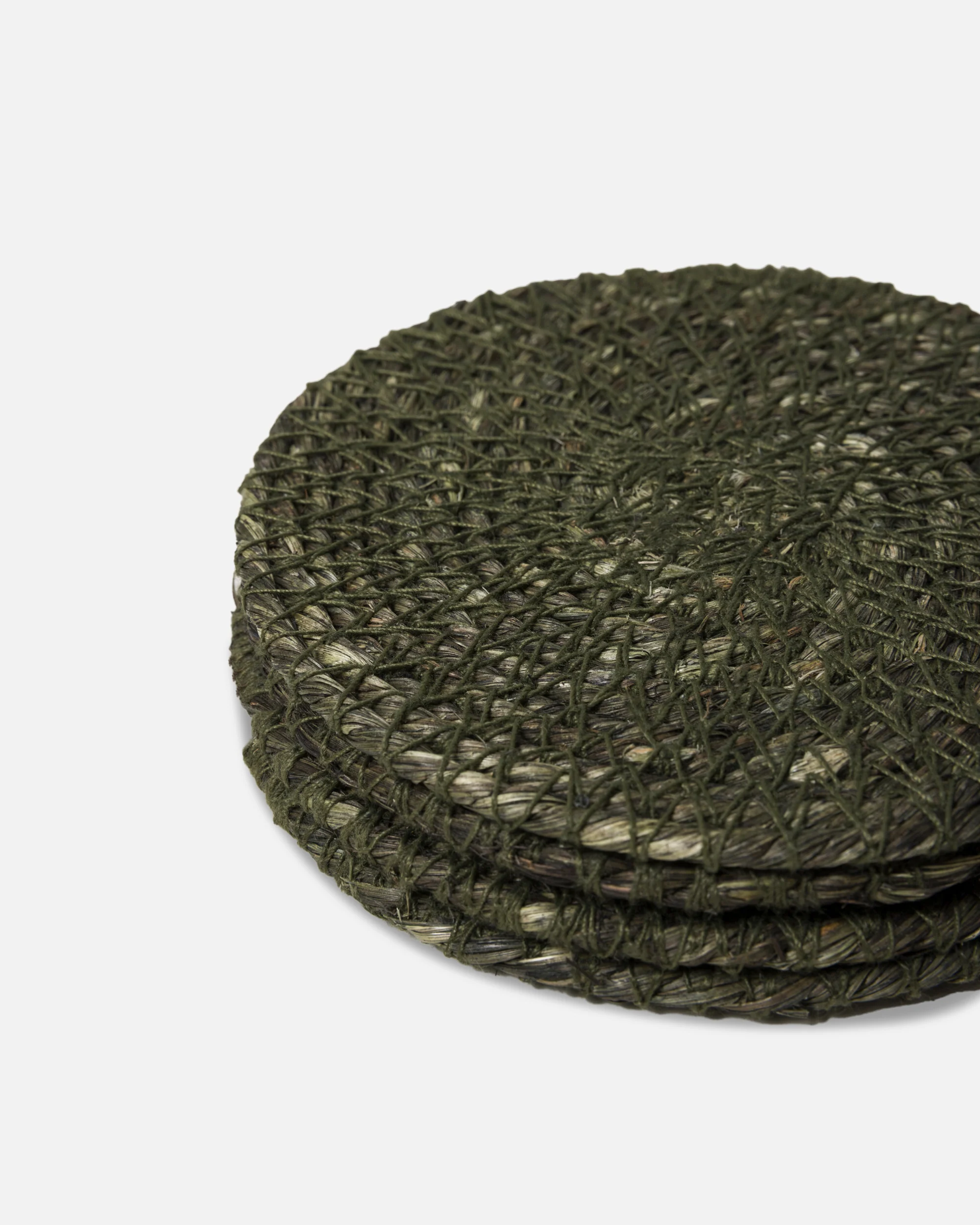 Woven Coaster Set - Olive - Image 3