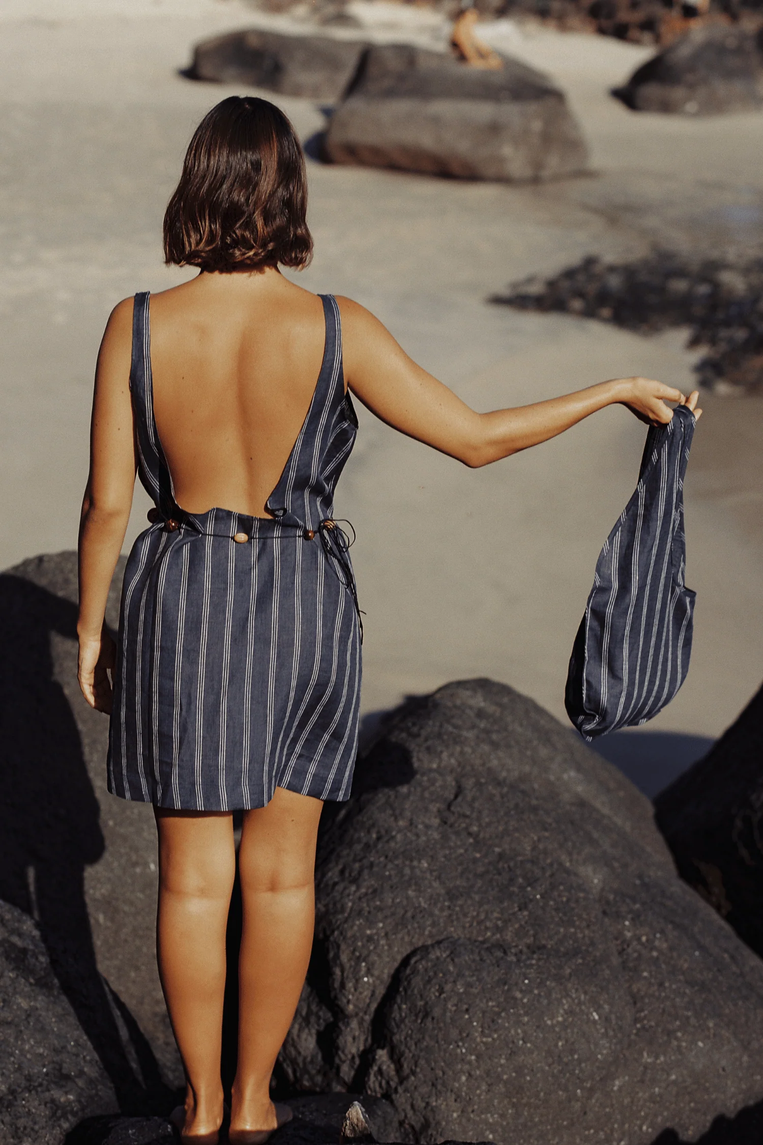 Palermo Low Back Dress - Navy Stripe - Image 5