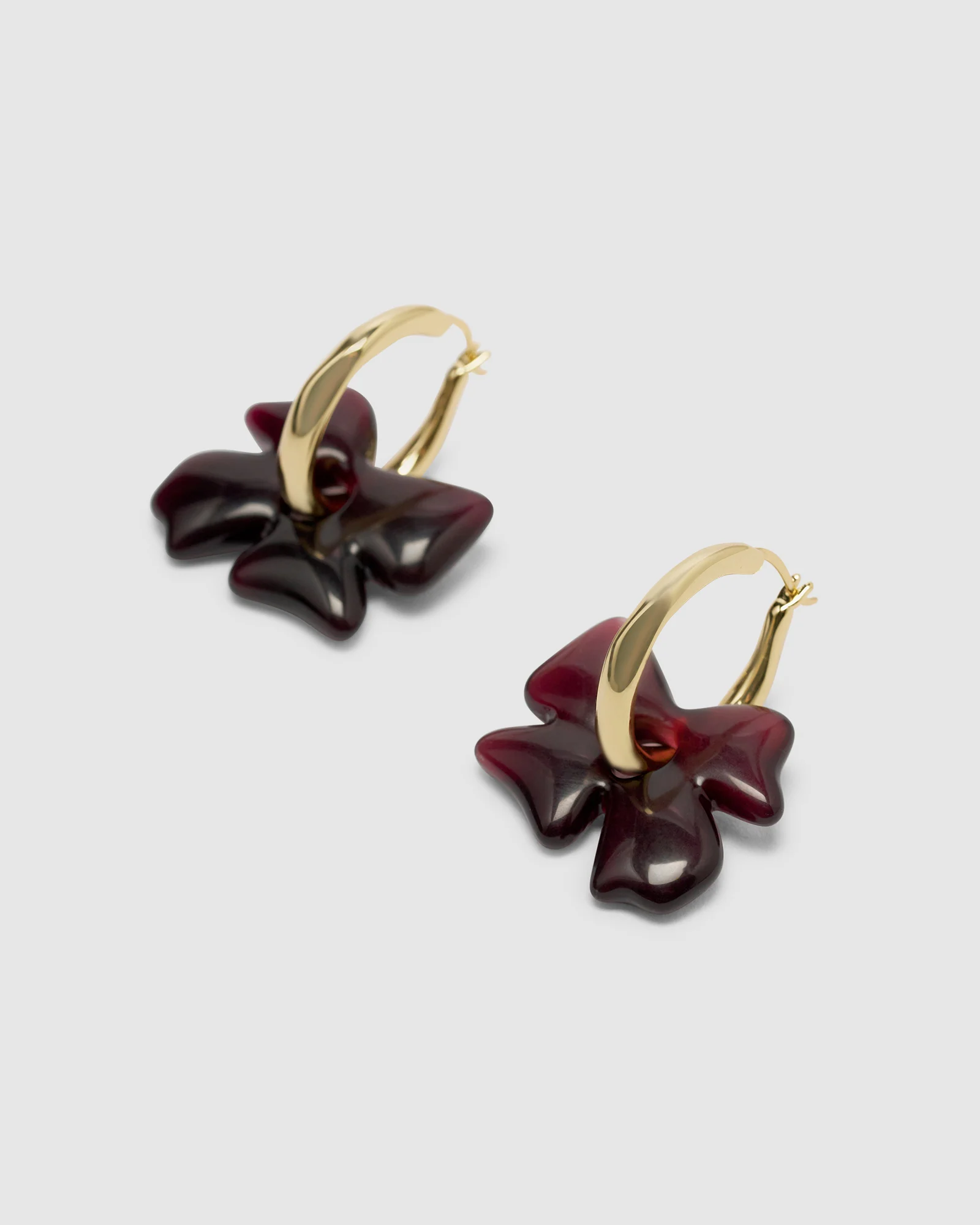 Glass Flower Hoops - Plum - Image 4