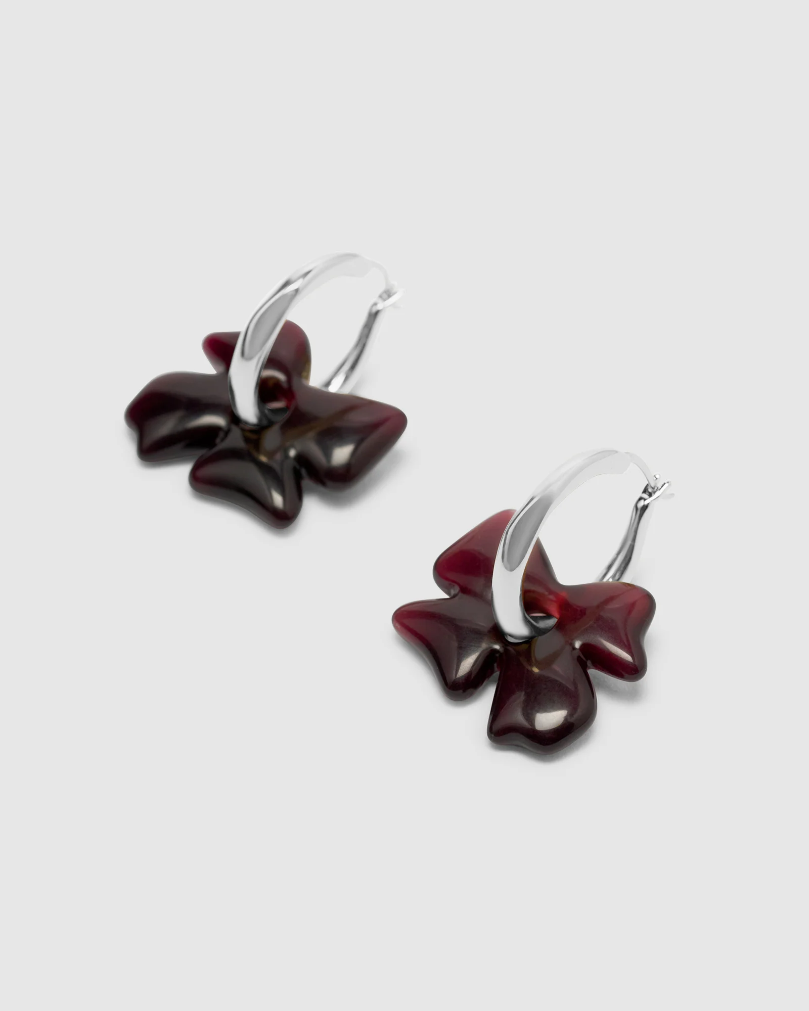 Glass Flower Hoops - Plum - Image 5