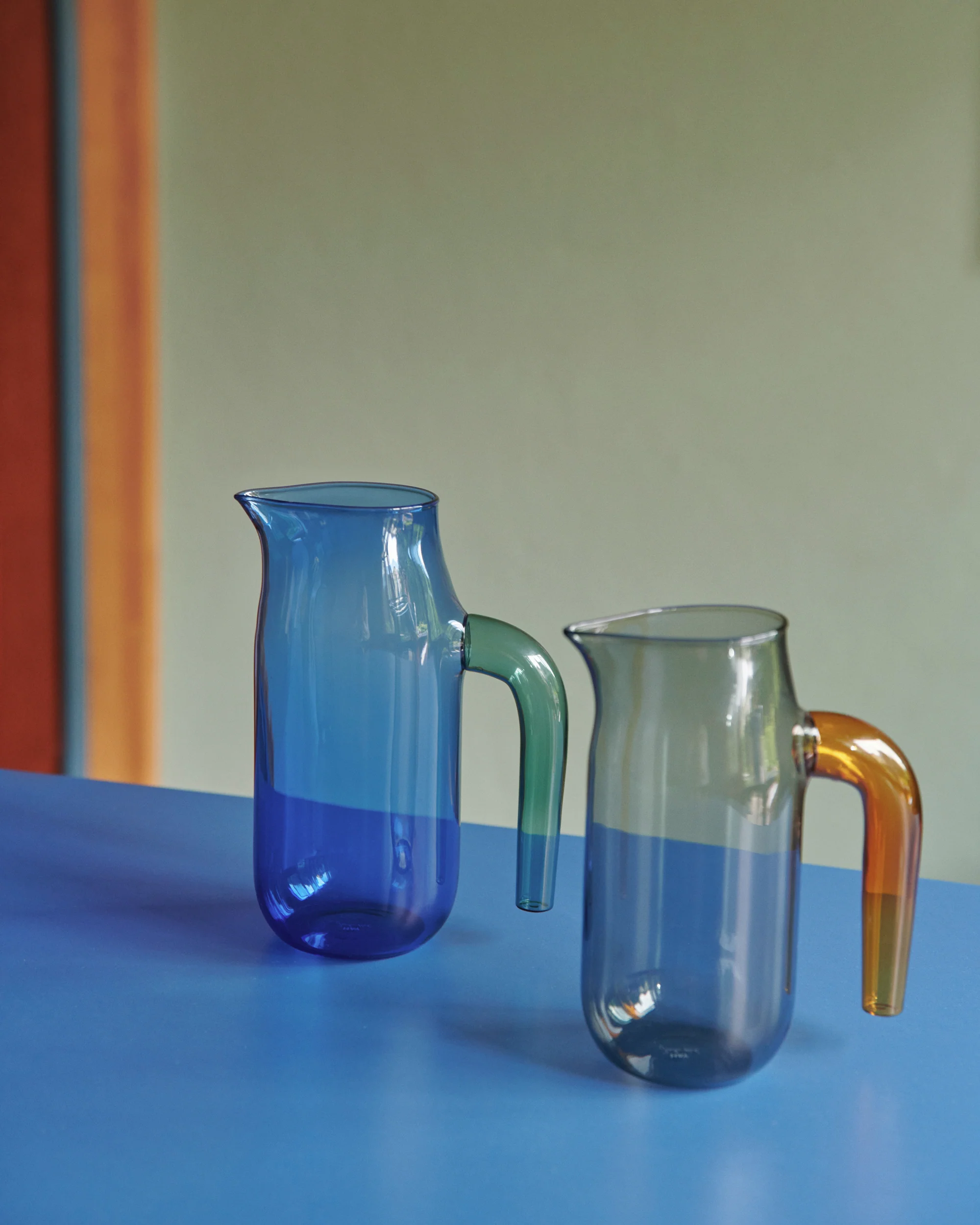 Coloured Glass Jug - Blue - Image 2