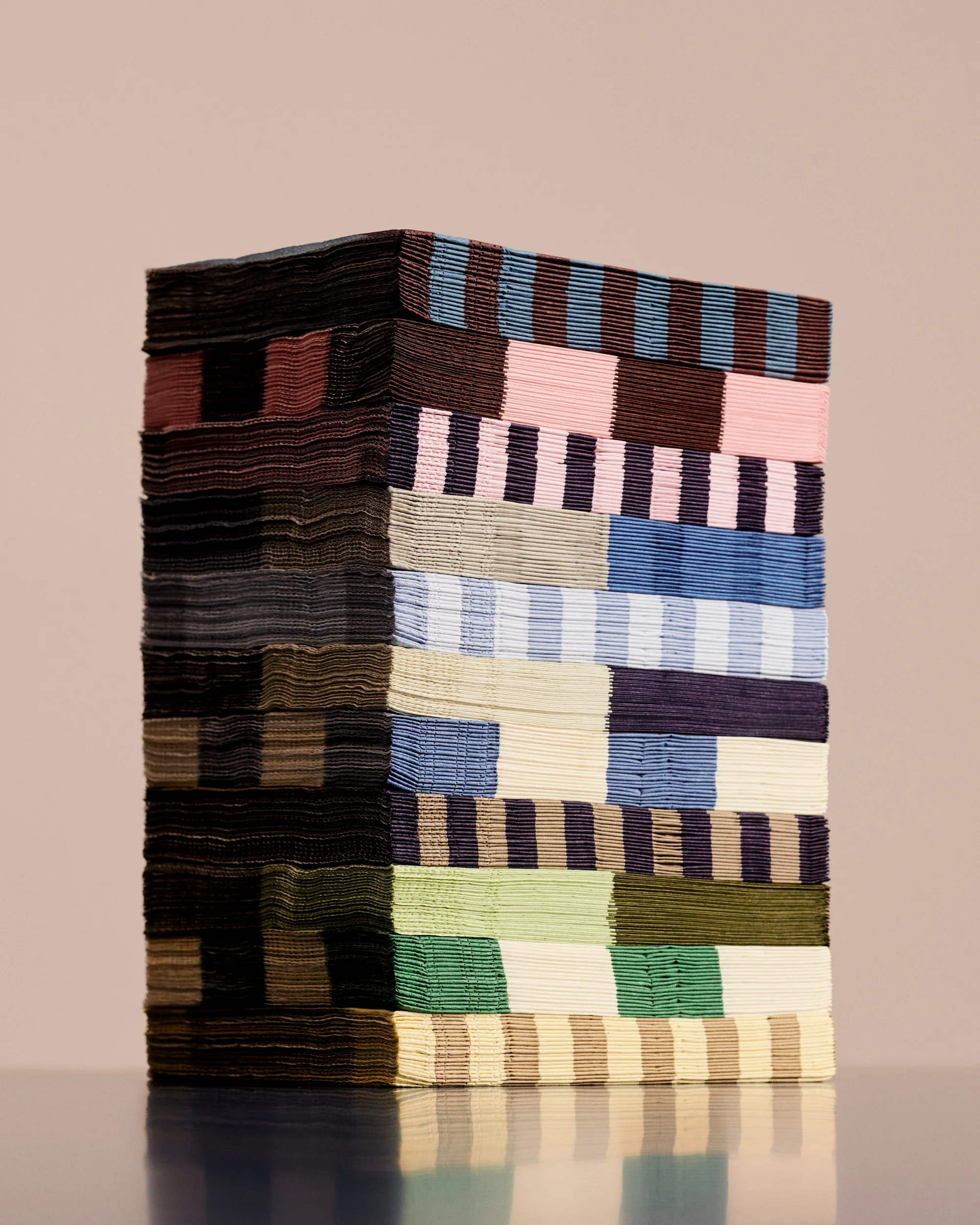 Blue & Sand Pillar Stripe Napkins - Image 2