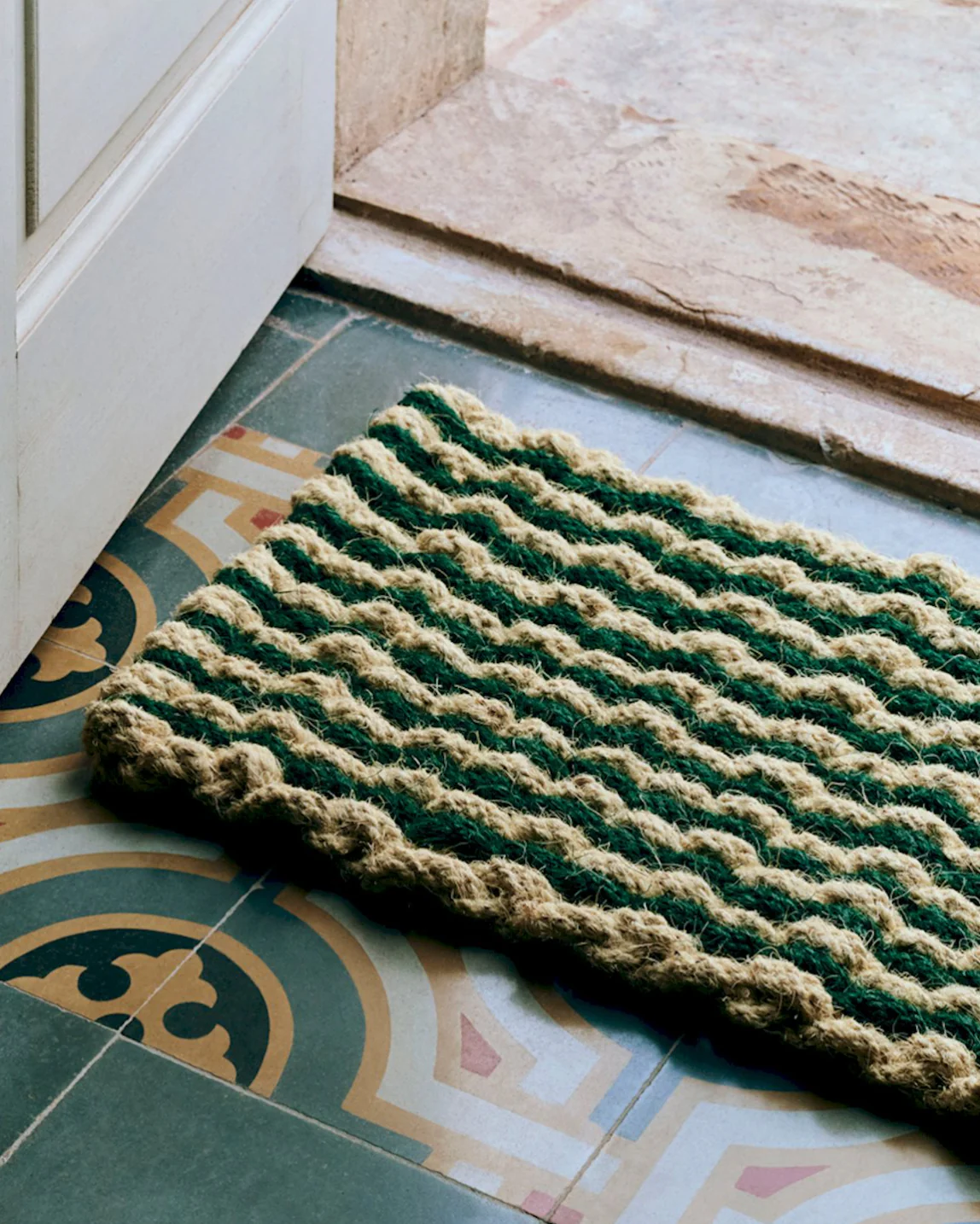 Coco Wave Stripe Door Mat - Green - Image 4