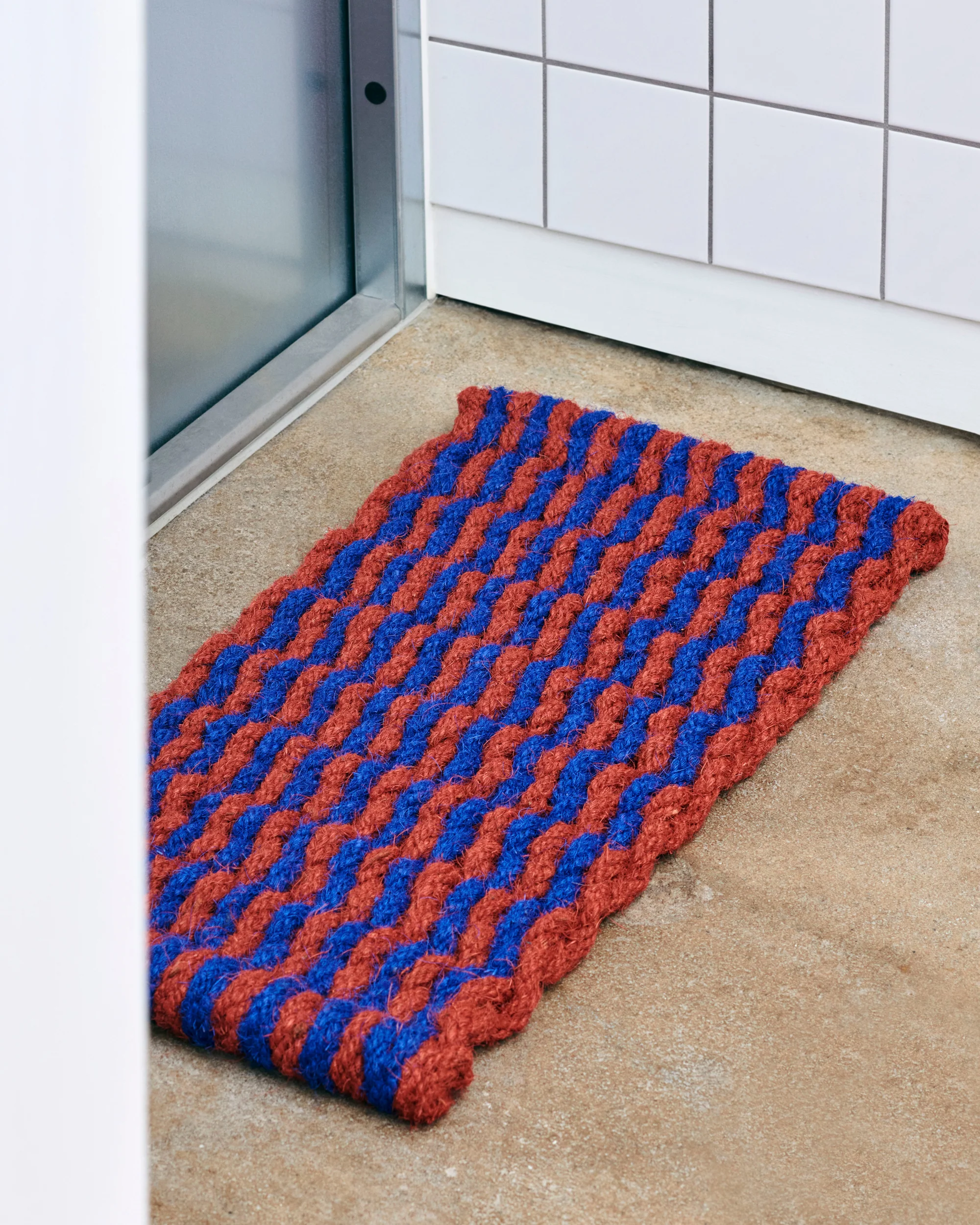 Coco Wave Stripe Door Mat - Red & Blue - Image 2