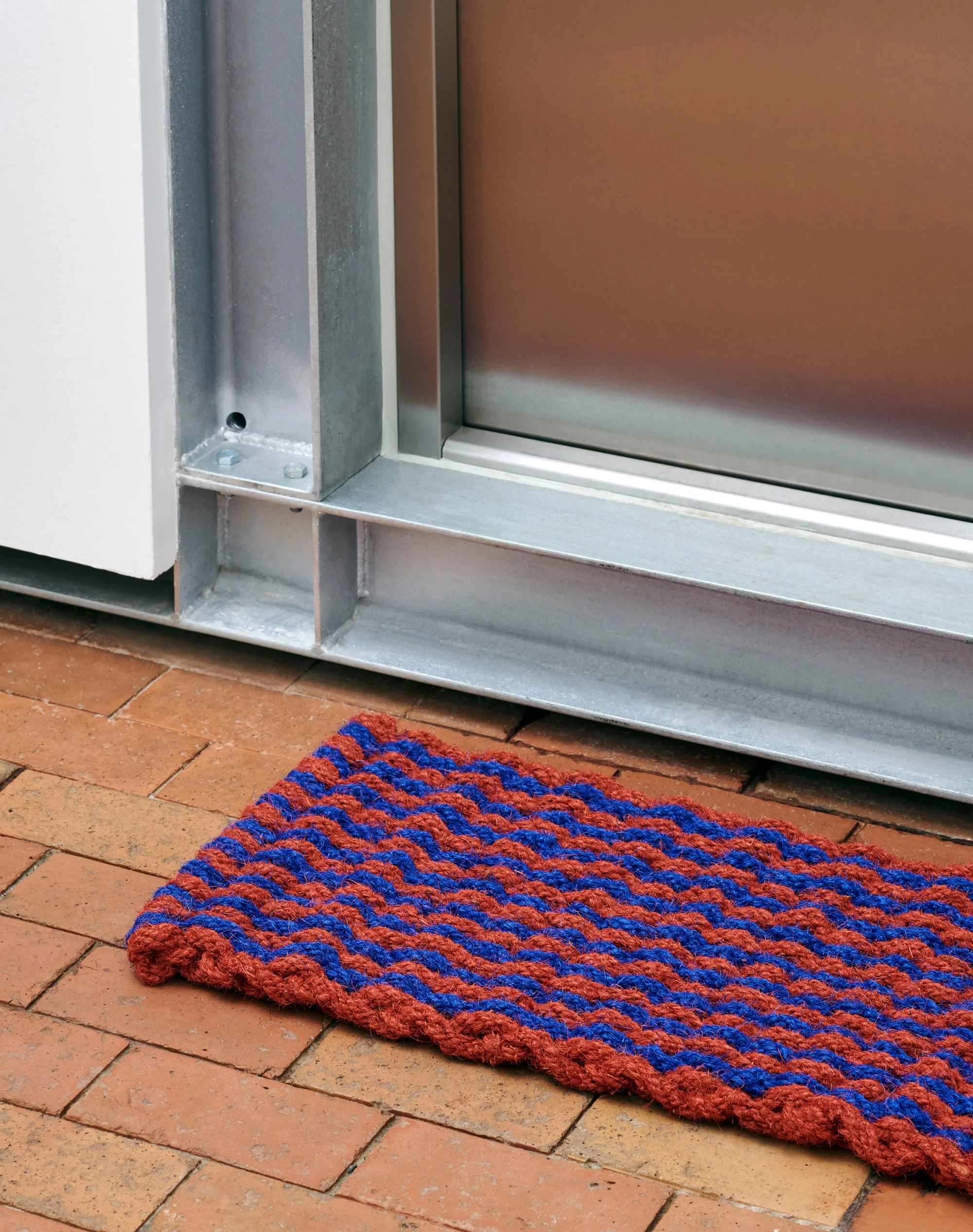 Coco Wave Stripe Door Mat - Red & Blue - Image 3