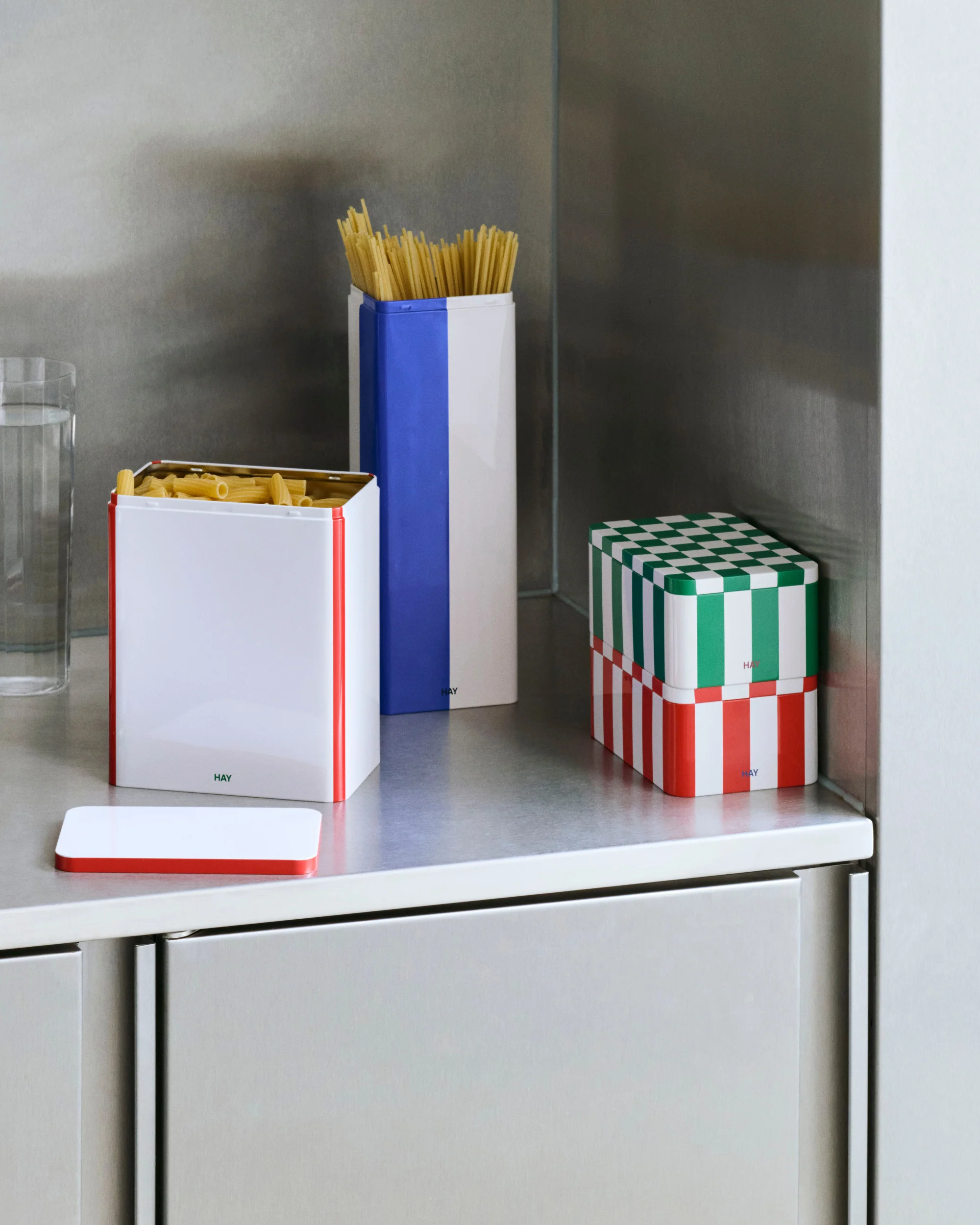 Small Tin Container - Green & White - Image 2