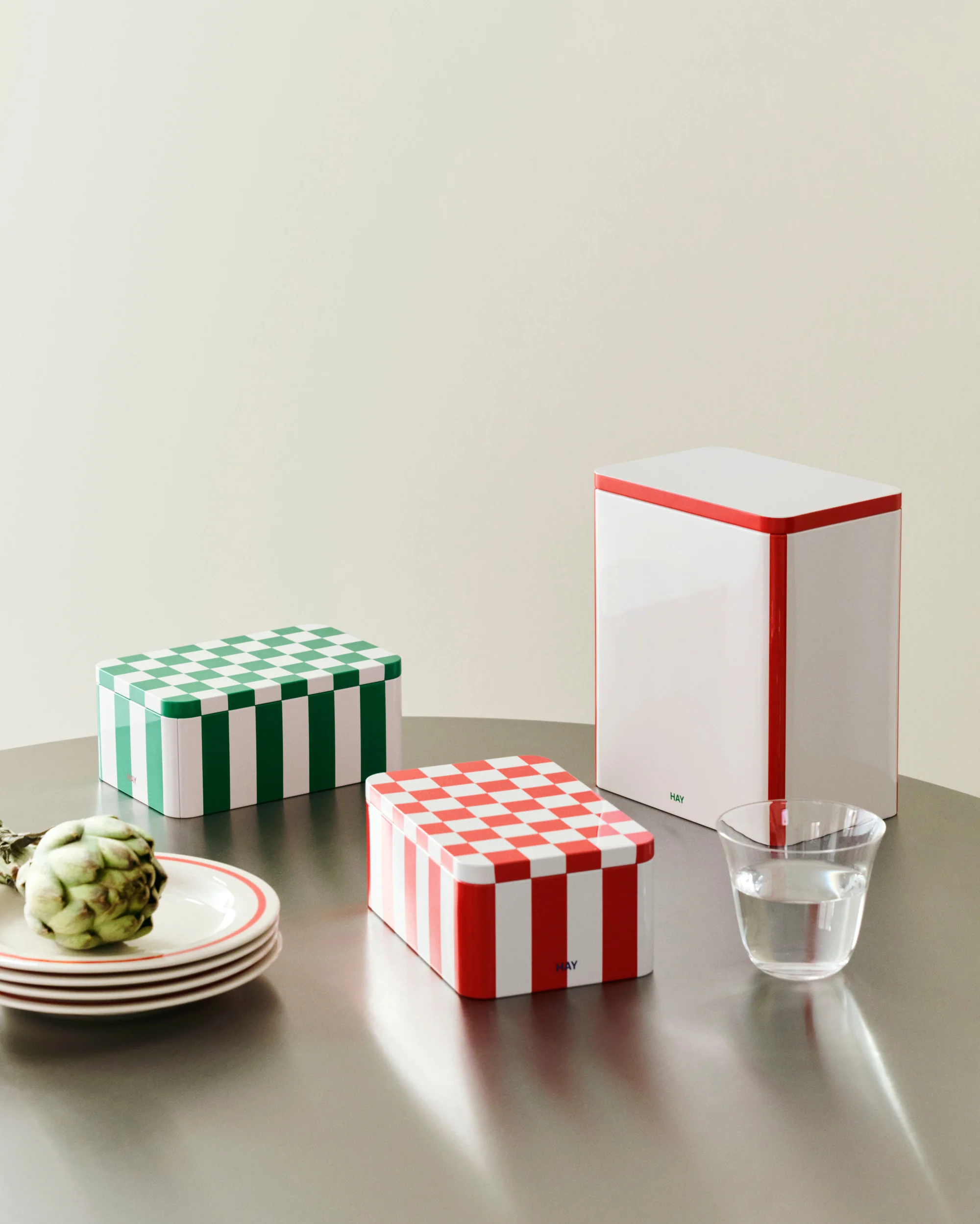 Small Tin Container - Green & White - Image 3