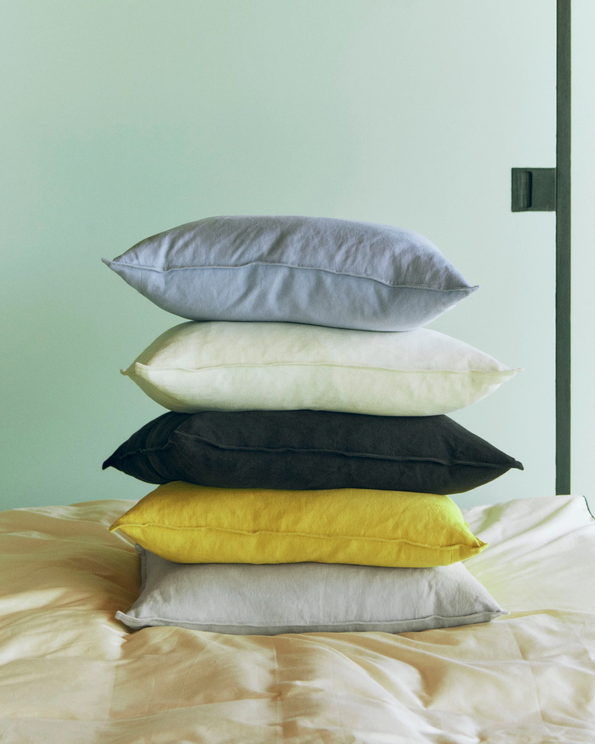 Large Linen Cushion - Lemon Yellow - Image 2