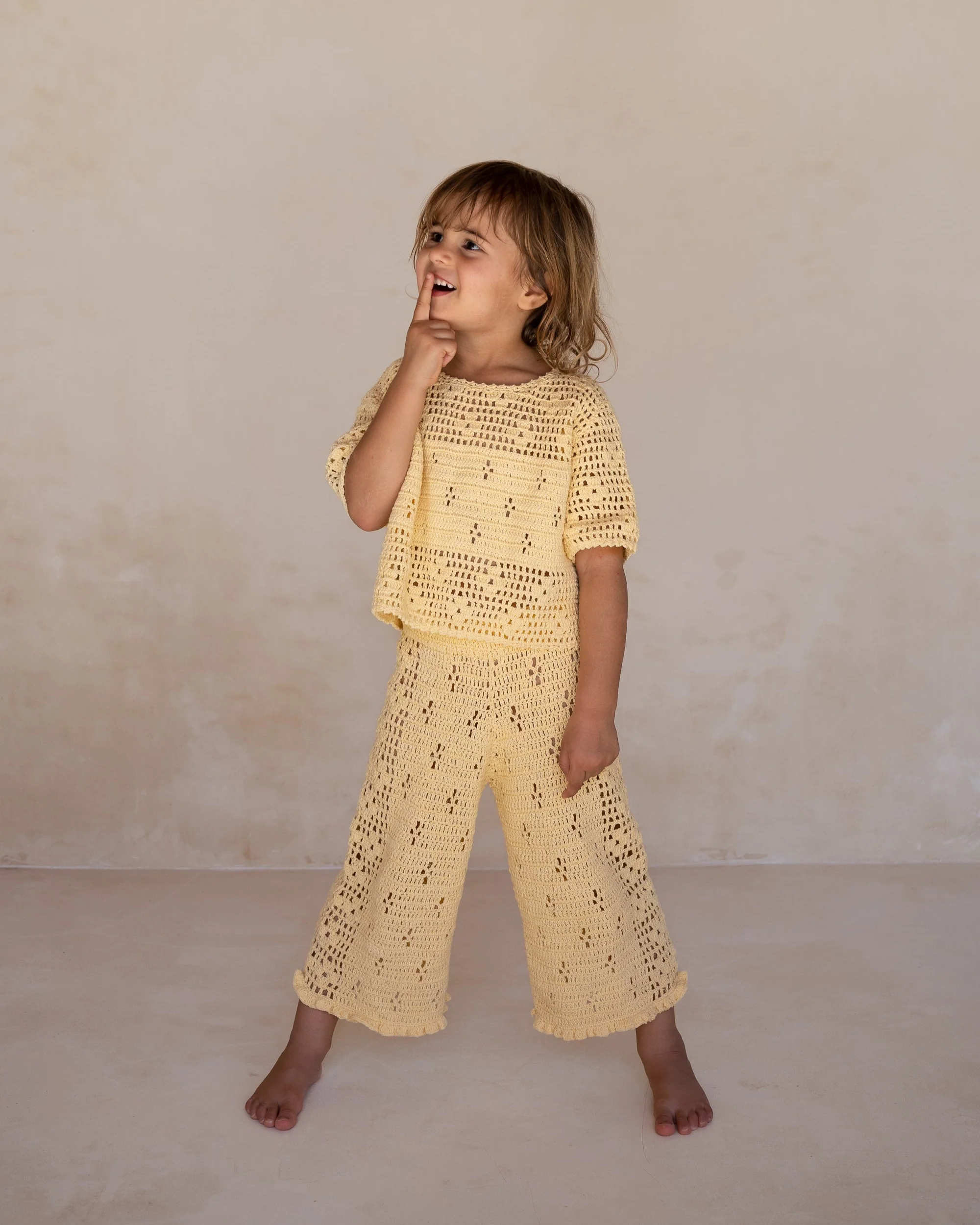 Filet Crochet Crop Top - Butter - Image 2