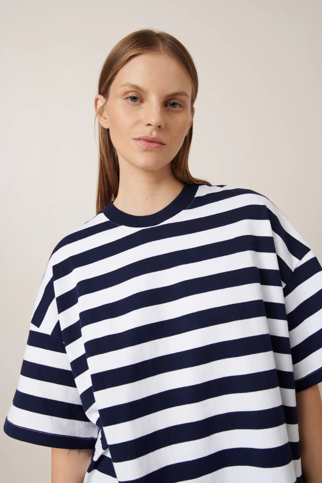 Oversized Boxy Tee - Navy Stripe - Image 5