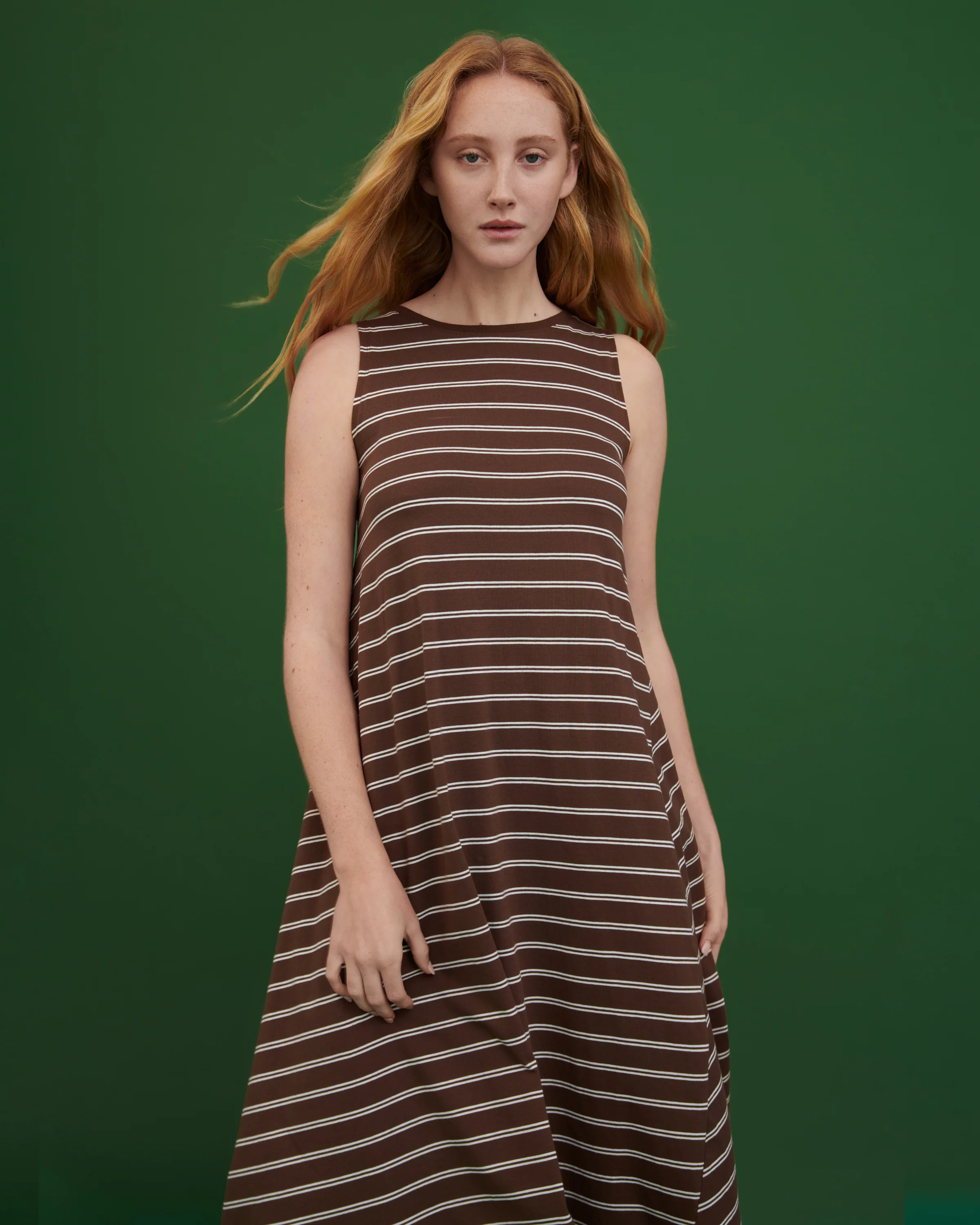Tank Swing Dress - Brown Stripe - Image 3