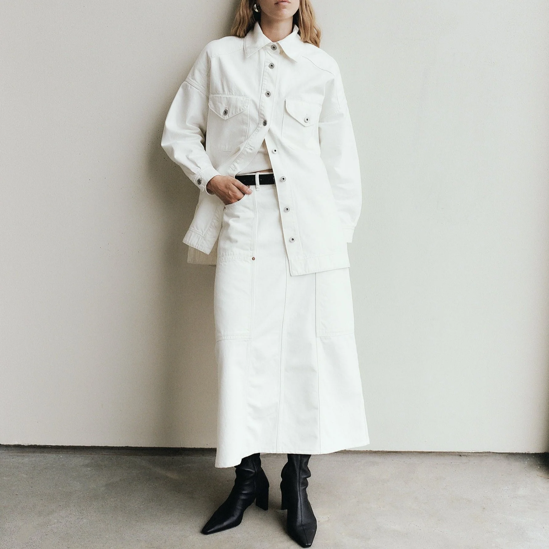 Deni Maxi Denim Skirt - White - Image 2