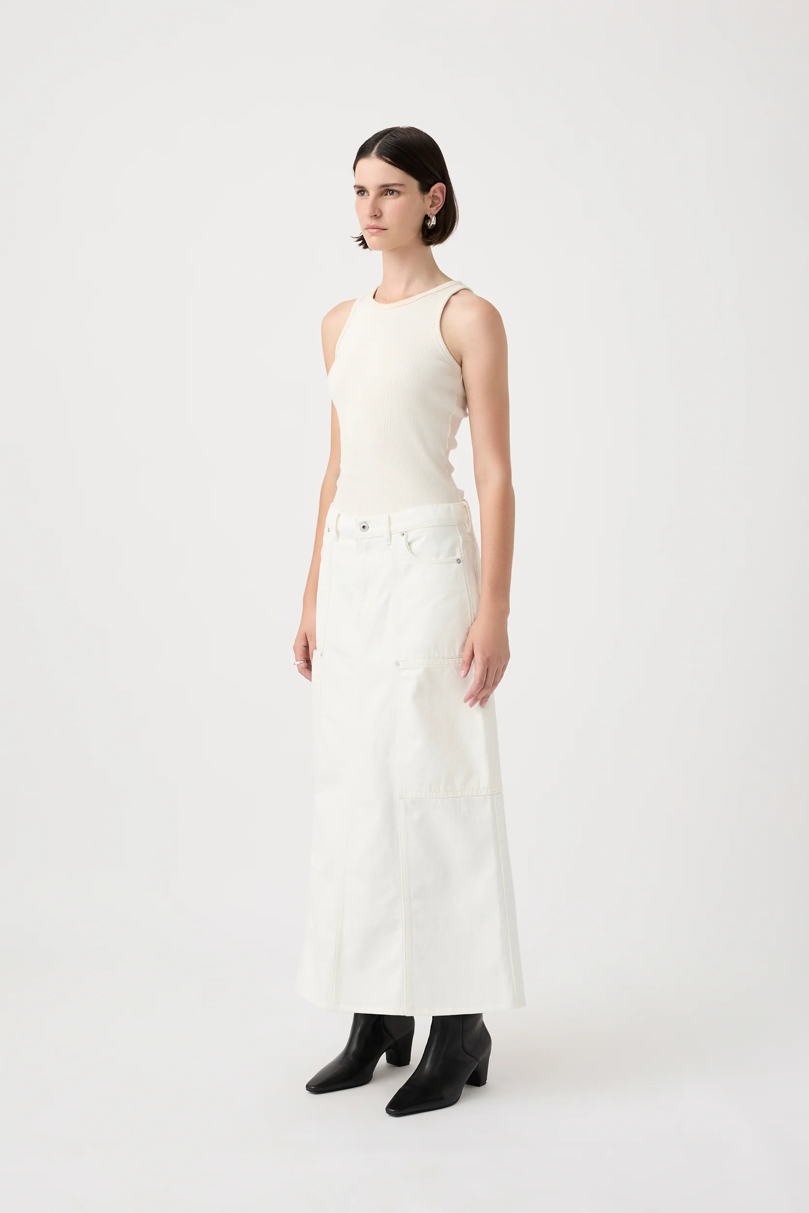 Deni Maxi Denim Skirt - White - Image 4