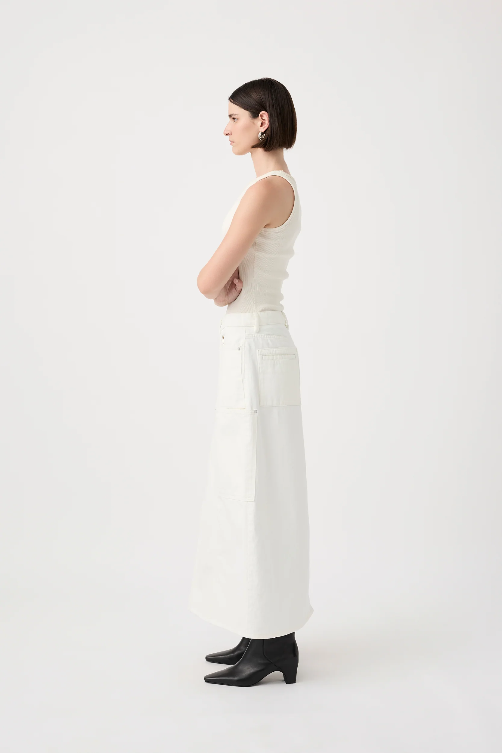 Deni Maxi Denim Skirt - White - Image 5