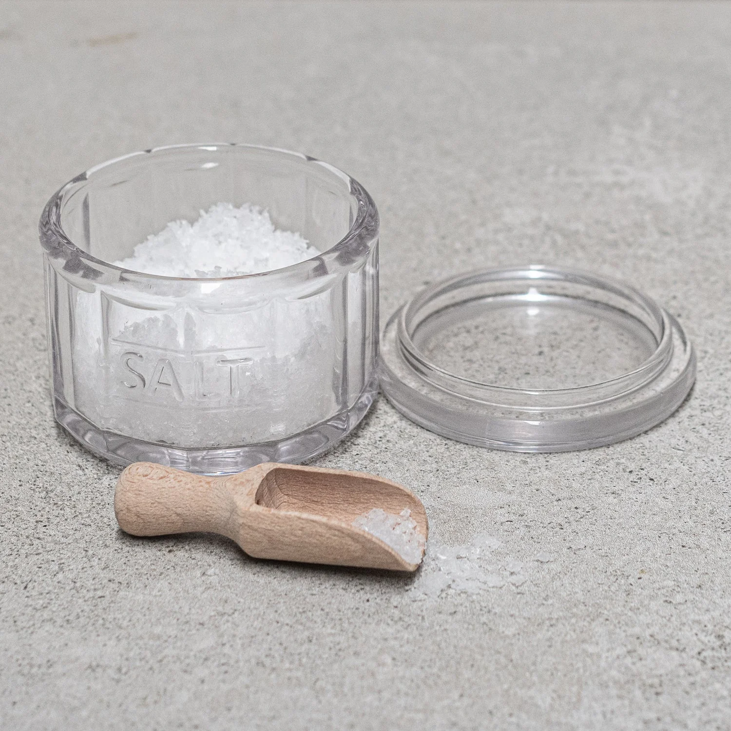 Glass Salt Pot with Wooden Scoop - Image 2