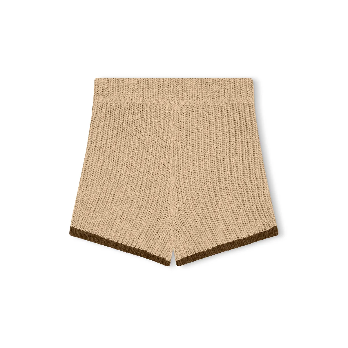 Sand Contrast Rib Knit Shorts - Image 2