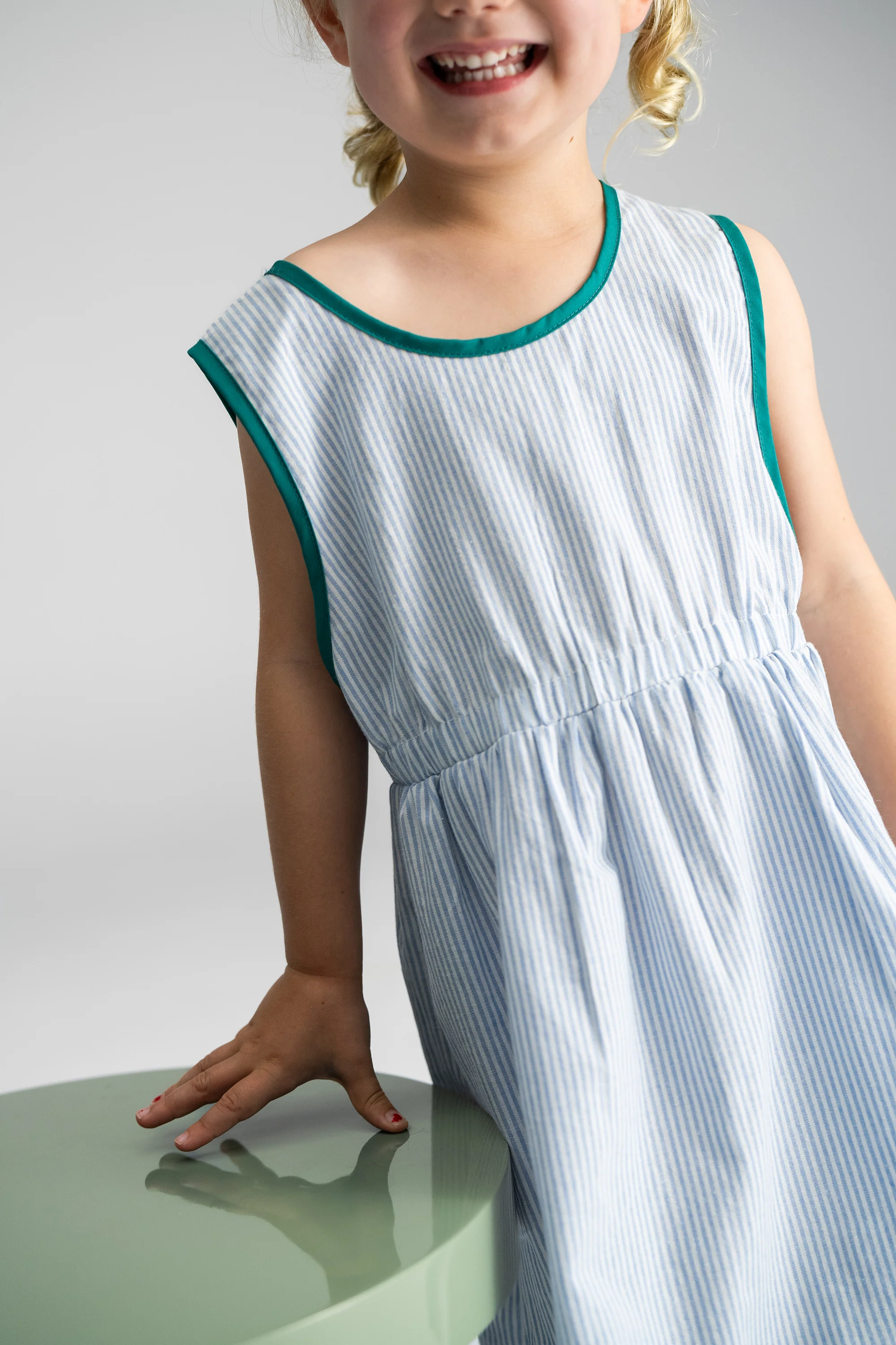Stripe Pinafore Dress - Blue - Image 3