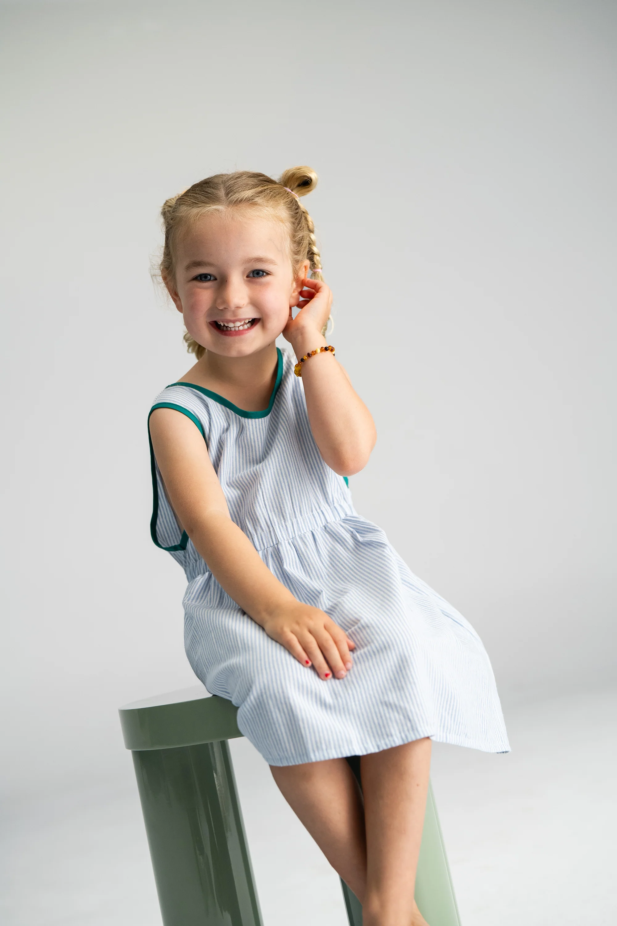 Stripe Pinafore Dress - Blue - Image 4
