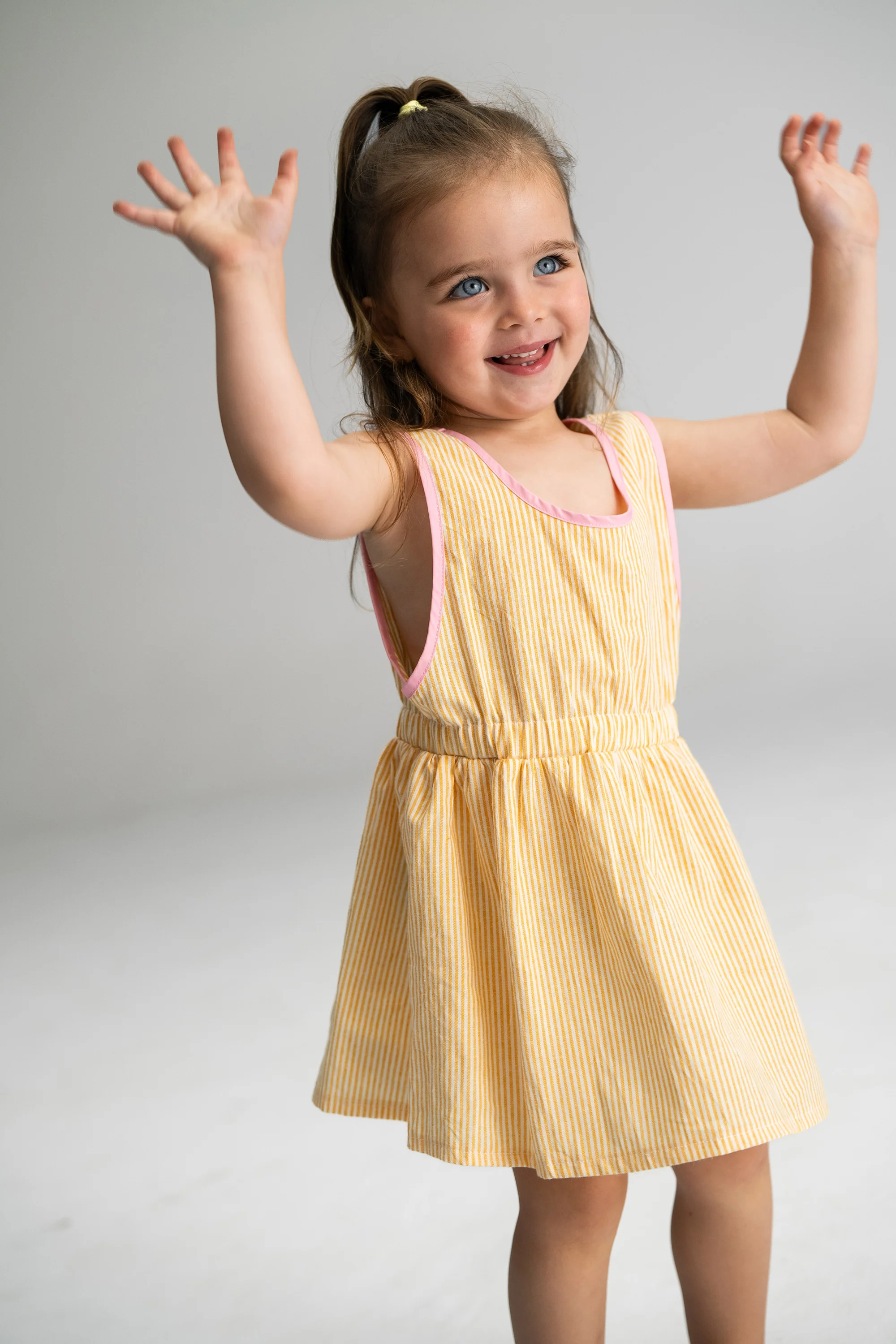 Stripe Pinafore Dress - Yellow - Image 3