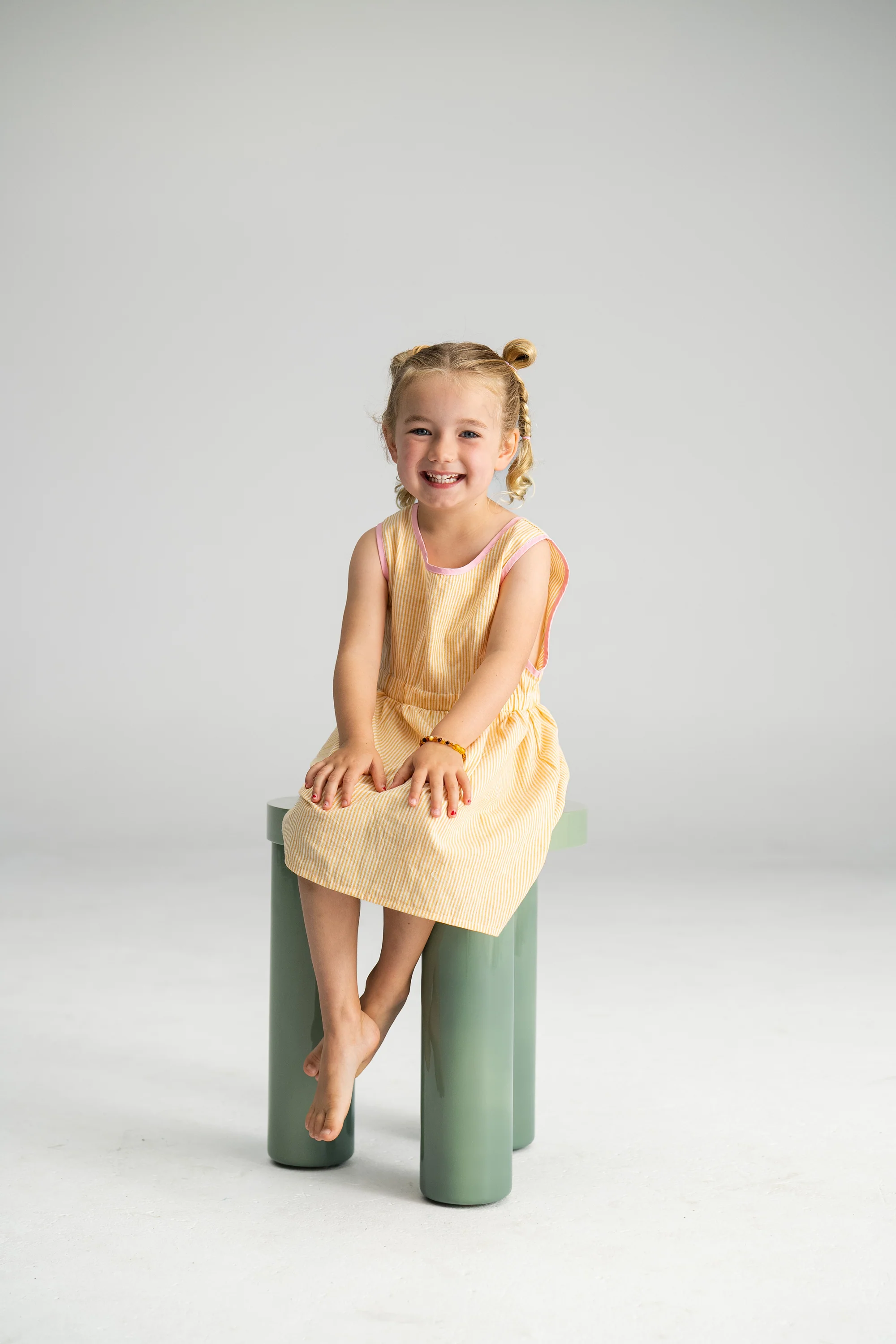 Stripe Pinafore Dress - Yellow - Image 5