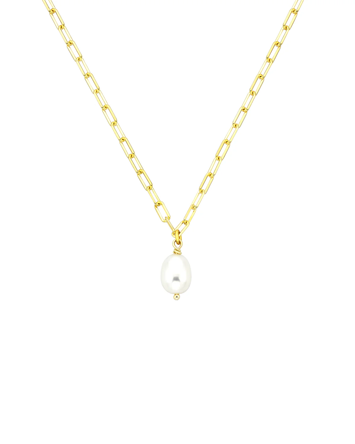 Pearl Drop Mini Link Necklace