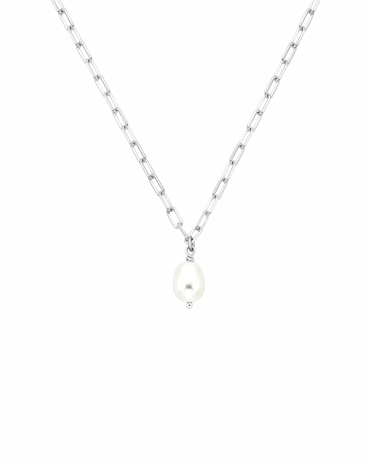Pearl Drop Mini Link Necklace - Image 2