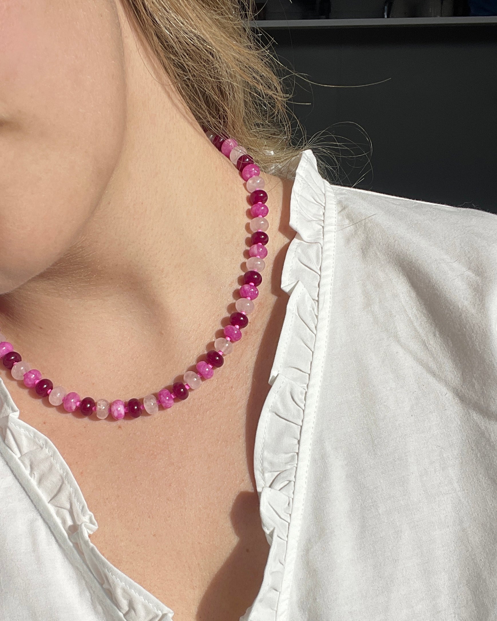 Raspberry Gemstone Necklace - Image 3