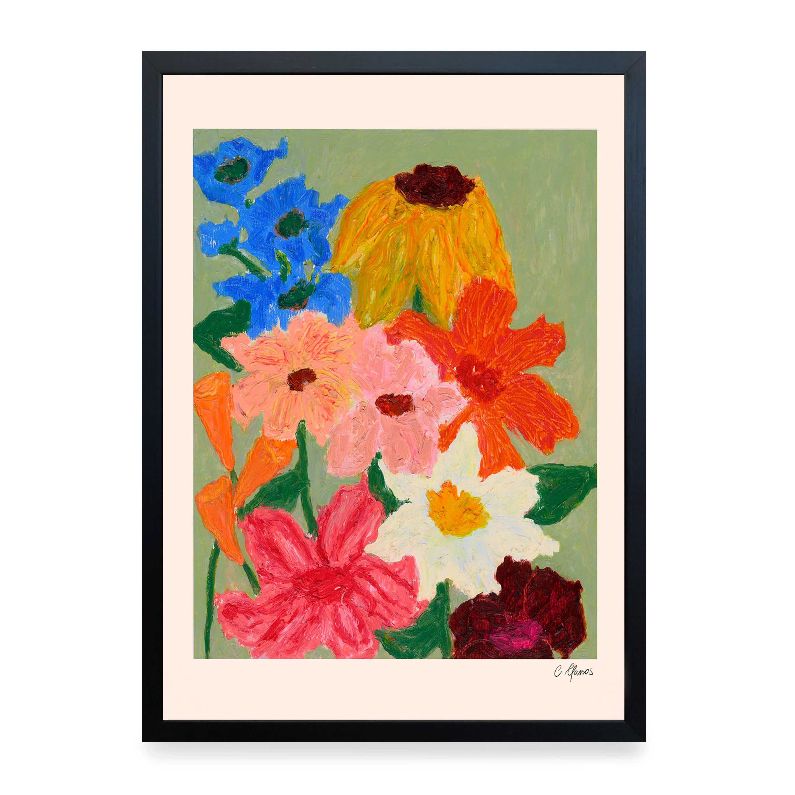 Print - Flowers on Sage Green - Image 4