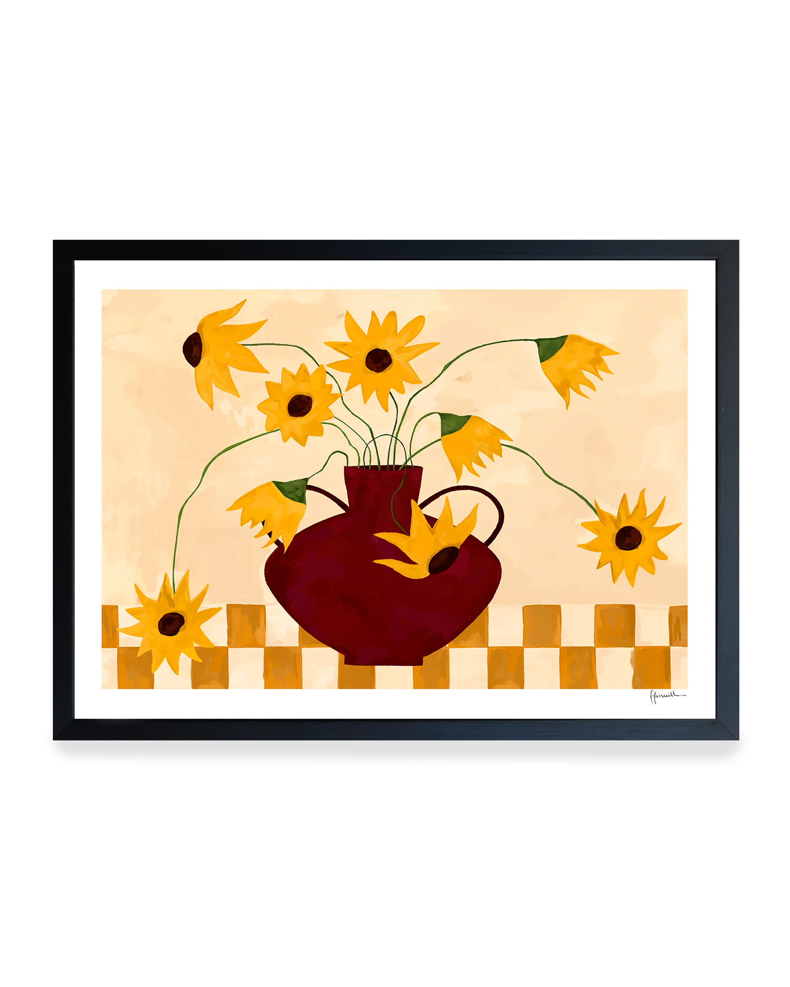 Print - Sunflowers in Burgundy Vase - Image 4