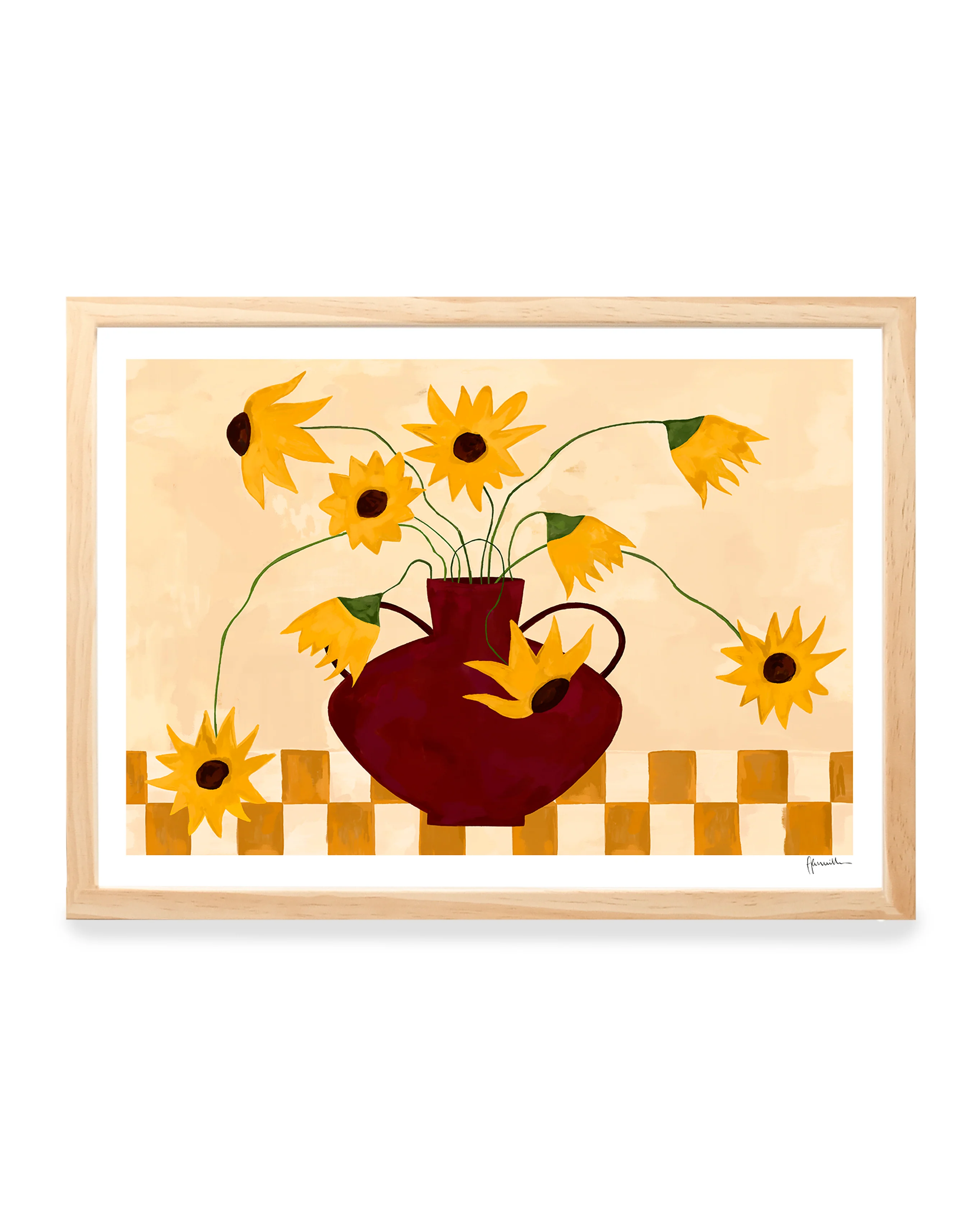 Print - Sunflowers in Burgundy Vase - Image 5