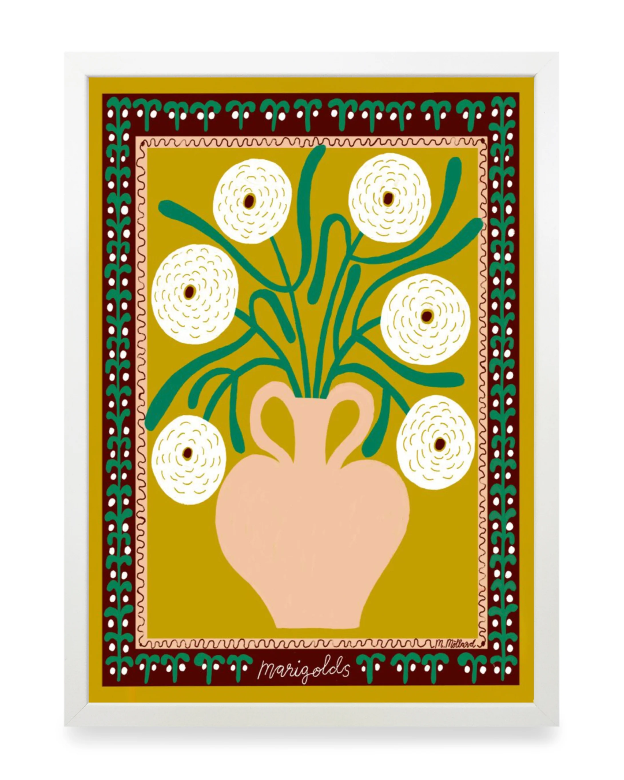 Print - White Marigolds