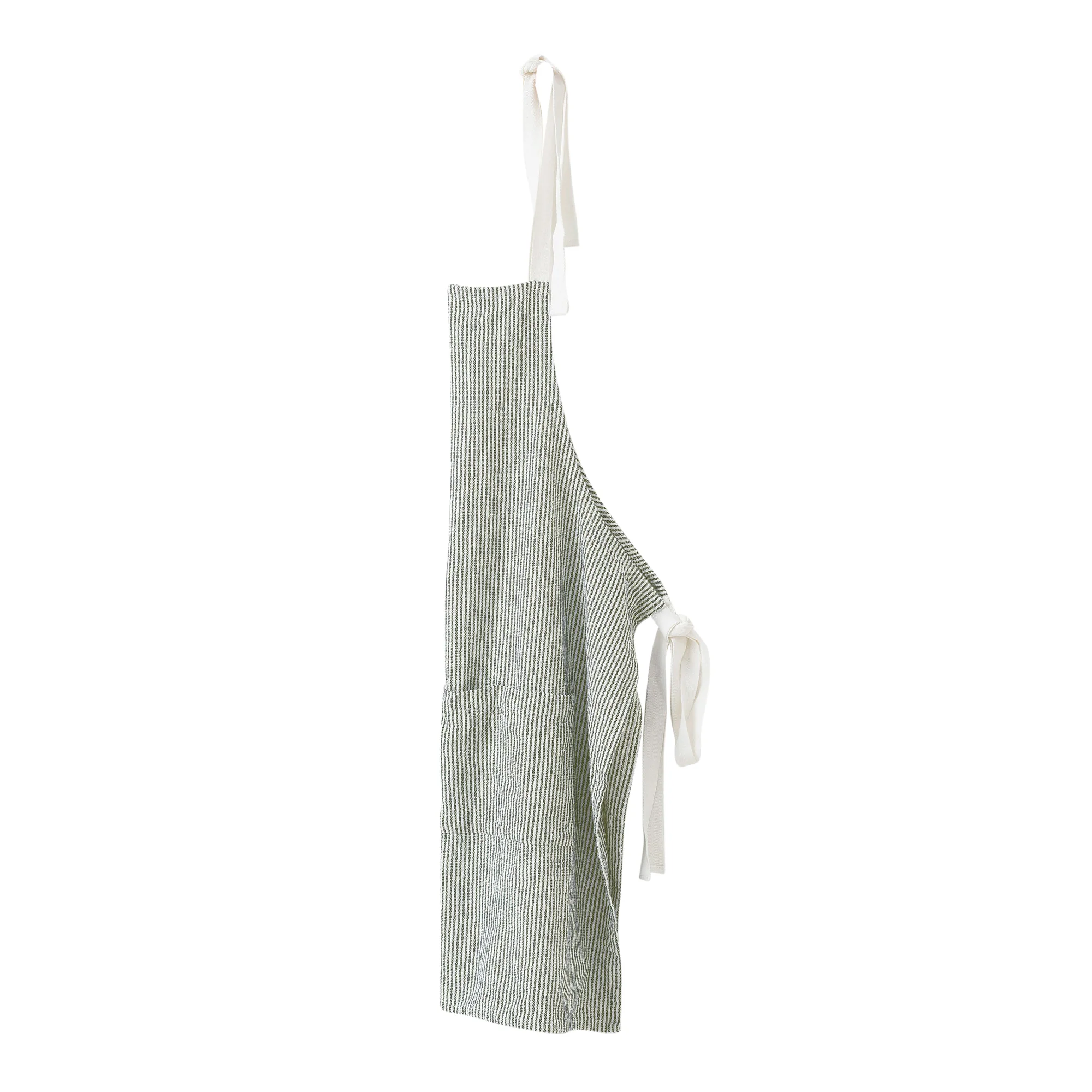 Washed Cotton Apron - Olive Stripe