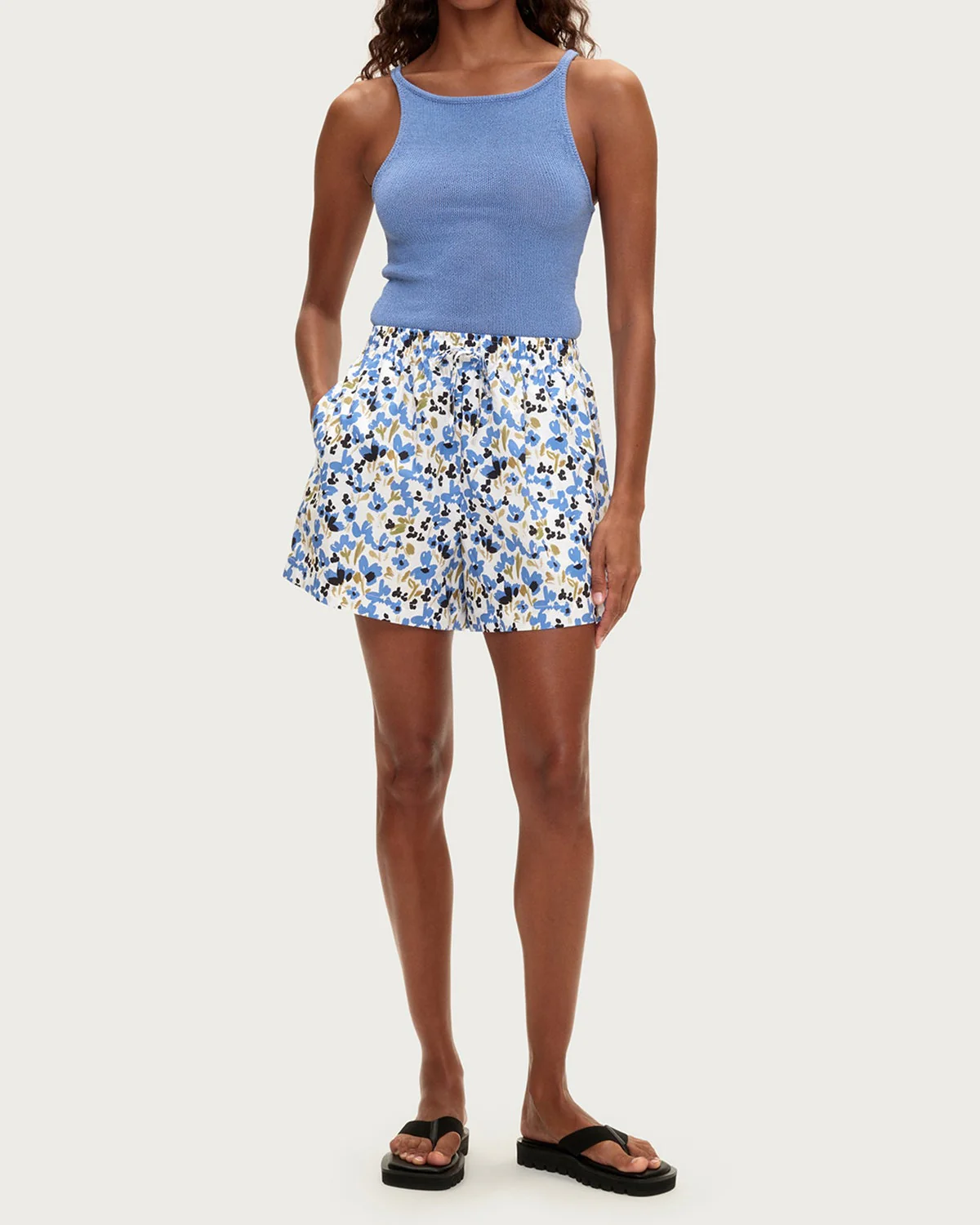 Blue Floral Shorts