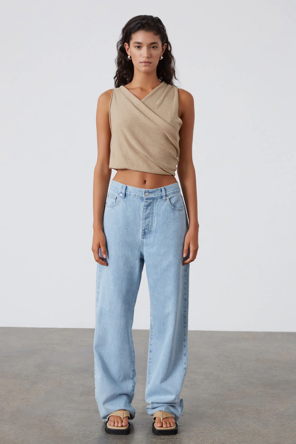 Camel Asymmetric Knit Top - Image 3