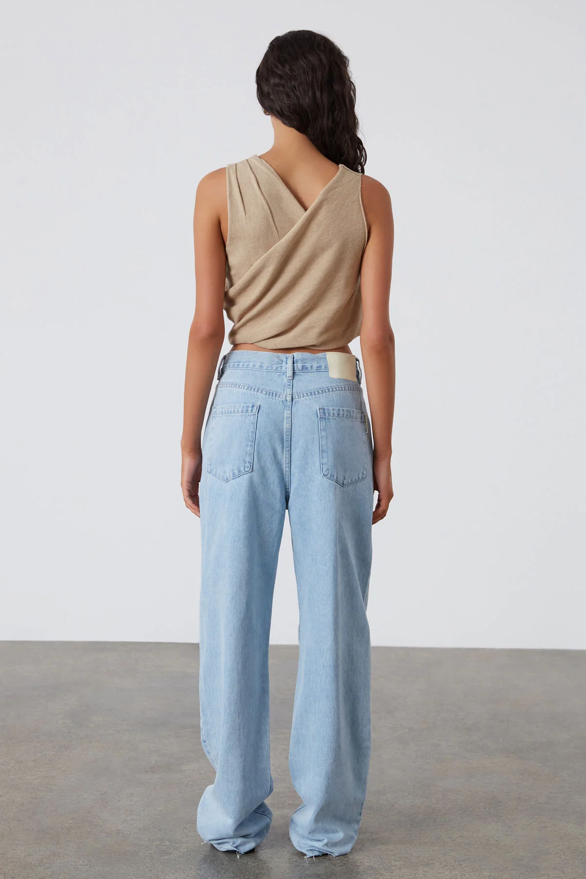 Camel Asymmetric Knit Top - Image 4