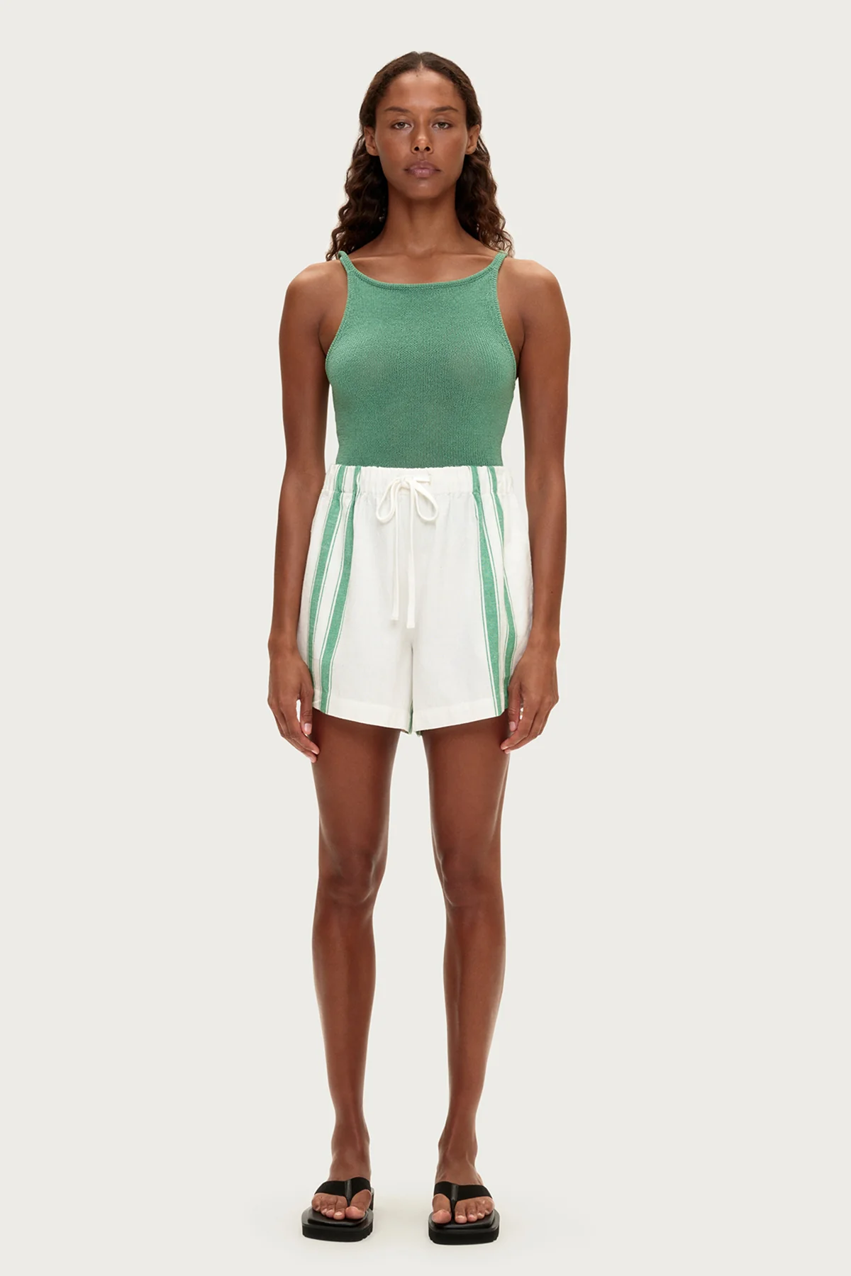 Green Stripe Shorts - Image 2