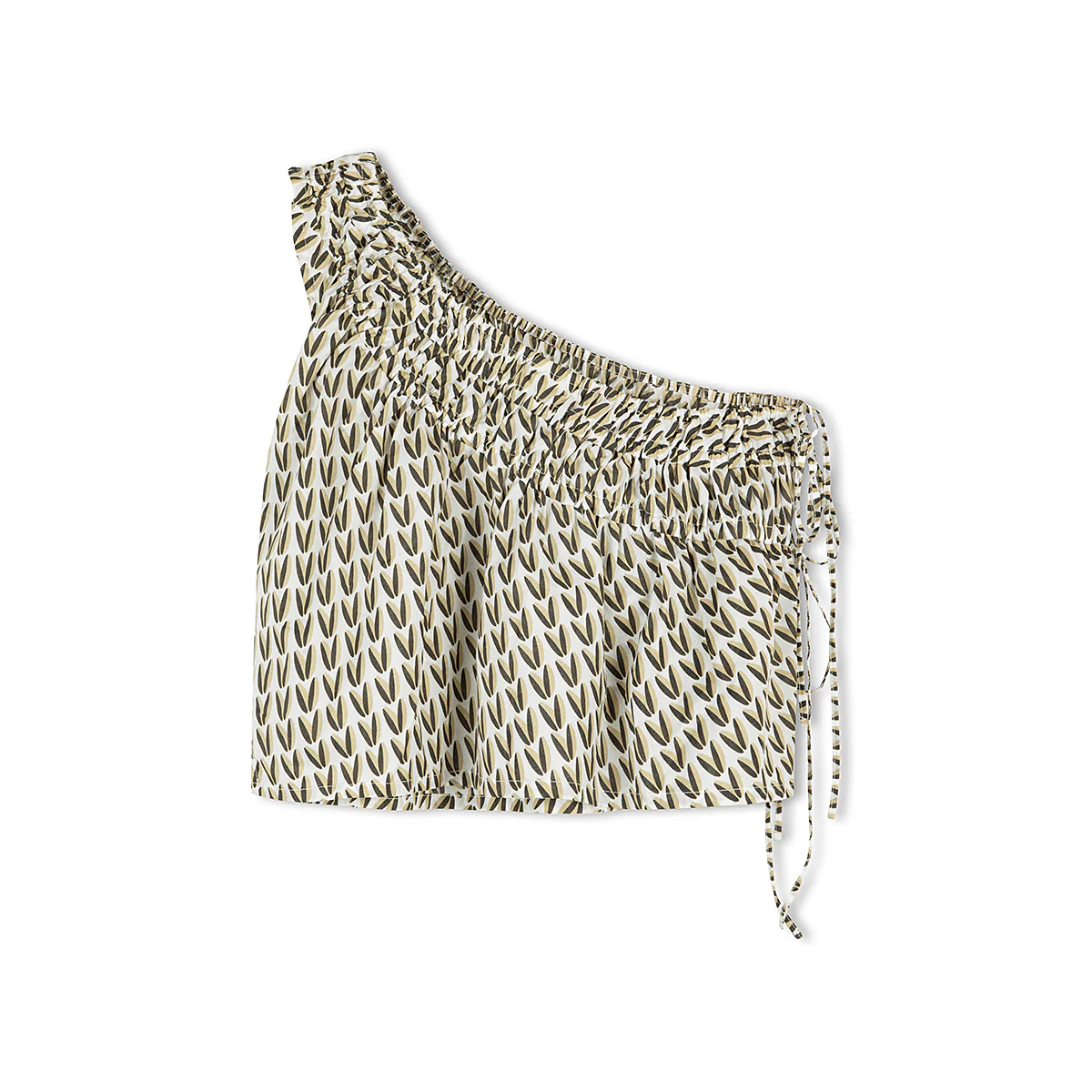 Pecan Ruched One Shoulder Top - Image 2
