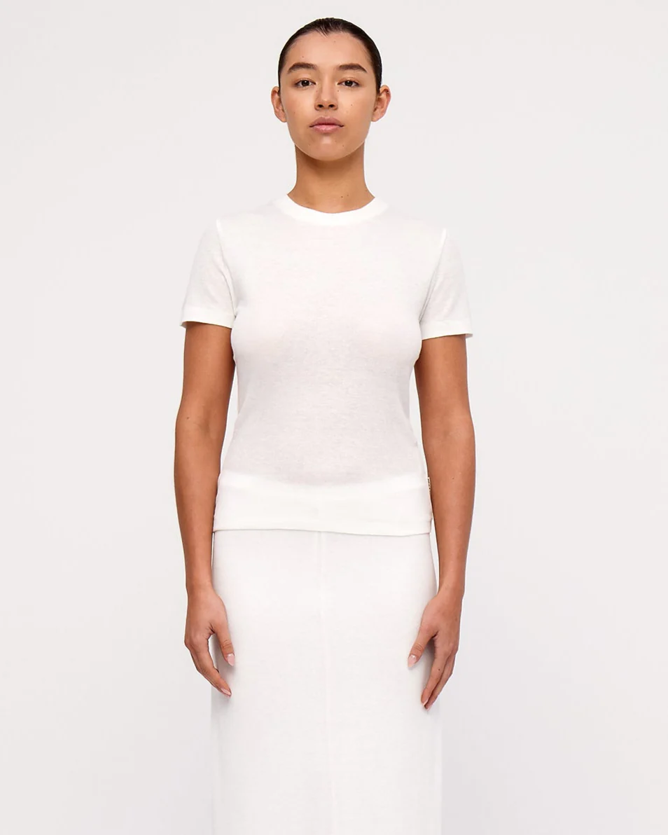 Rib Hemp T-Shirt - White - Image 2