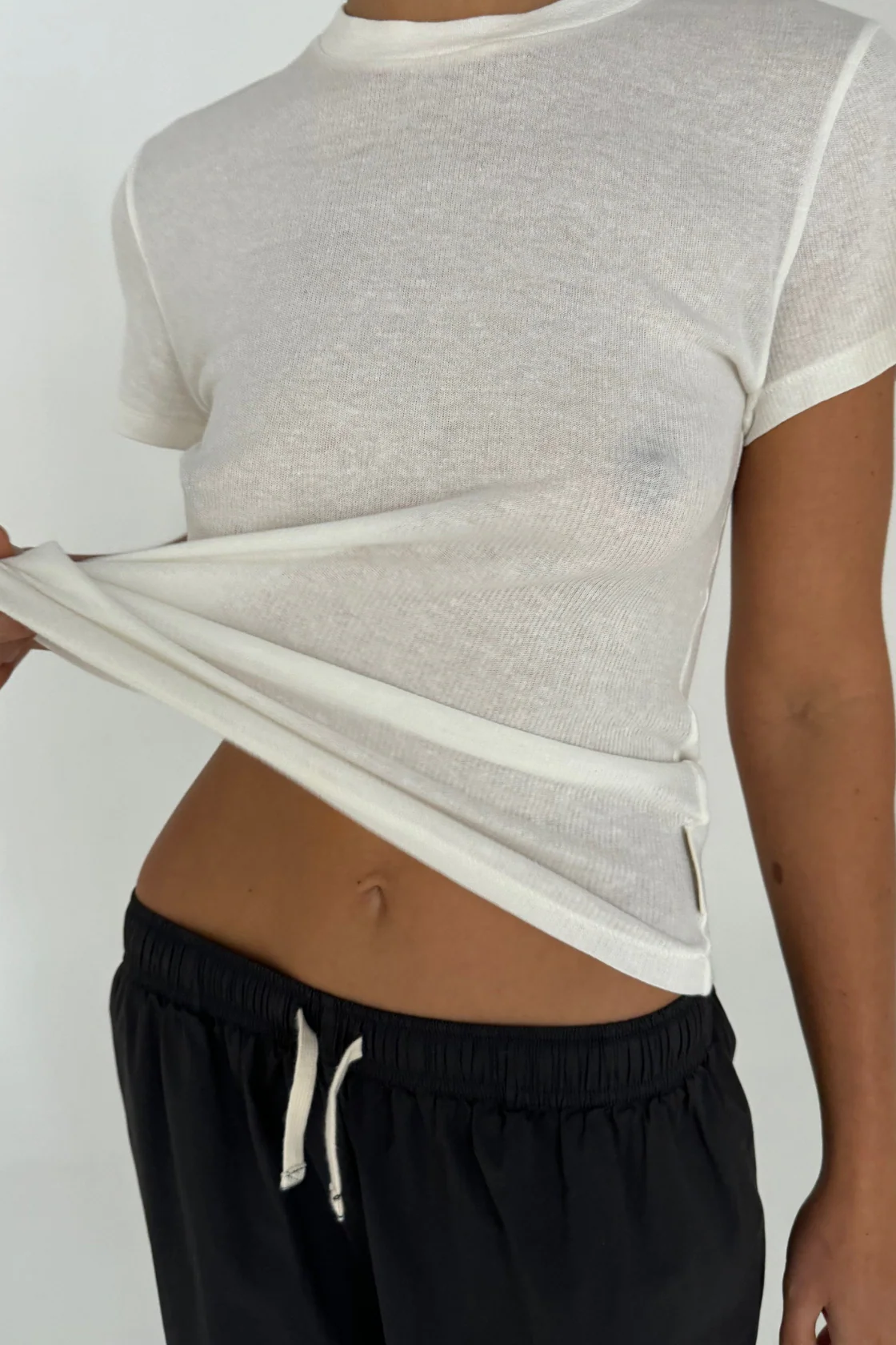 Rib Hemp T-Shirt - White - Image 3